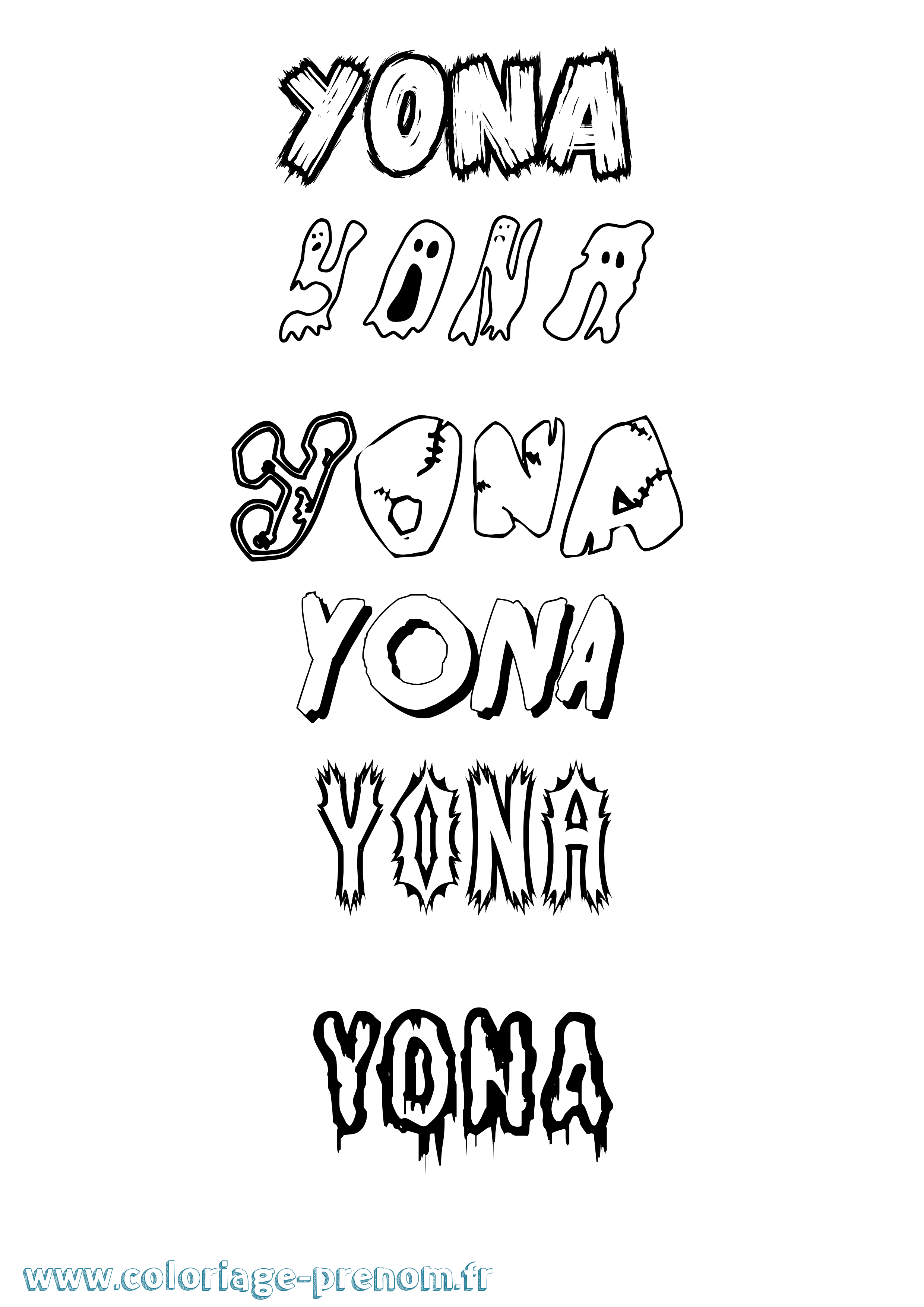 Coloriage prénom Yona Frisson