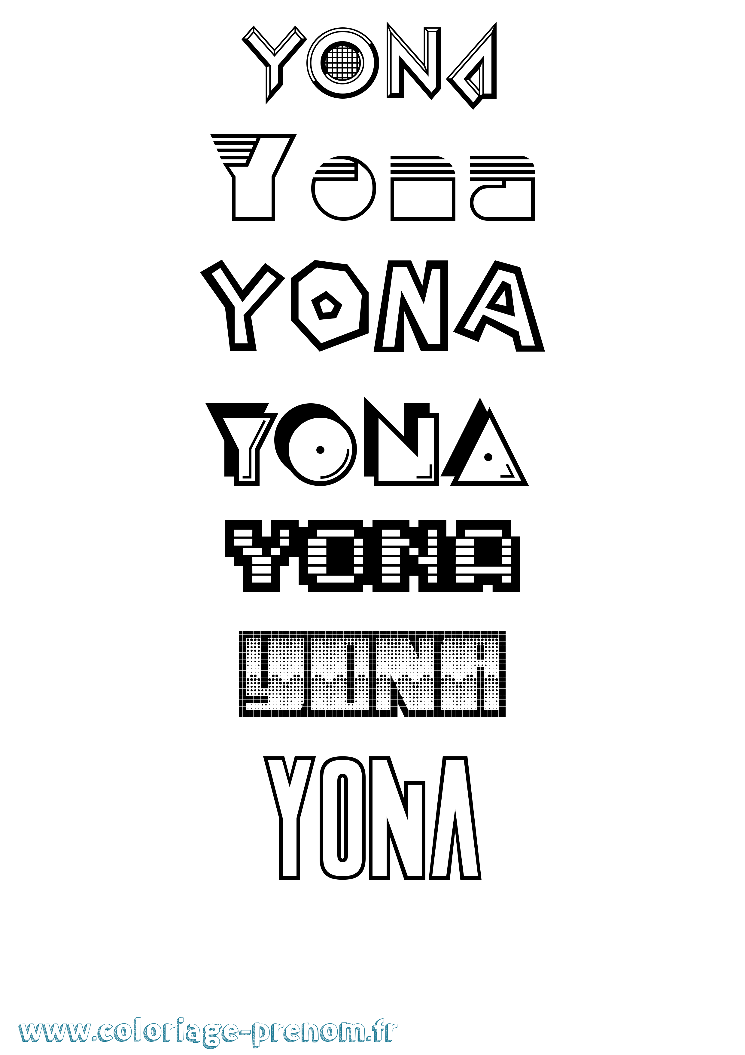 Coloriage prénom Yona