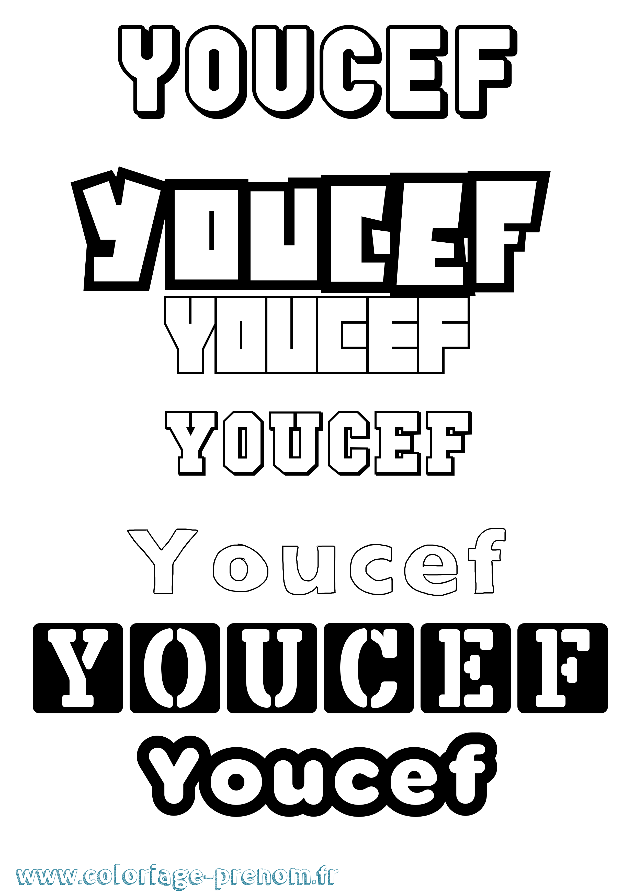 Coloriage prénom Youcef Simple