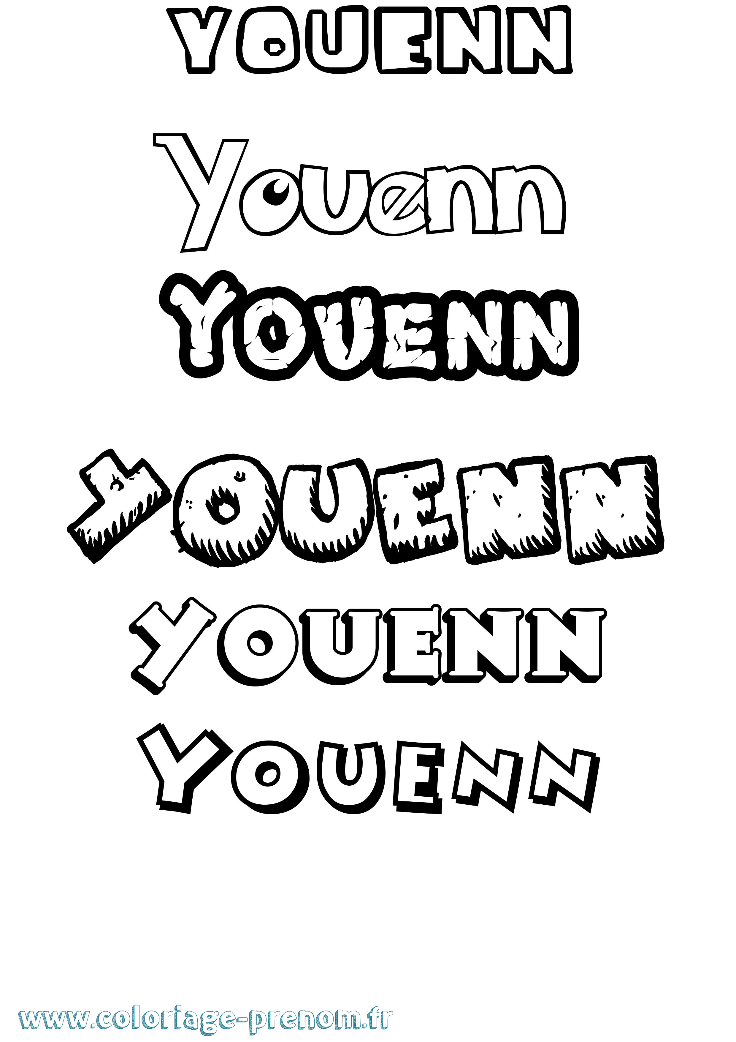 Coloriage Youenn Dessin Animé Coloriage prénom Youenn Dessin Animé