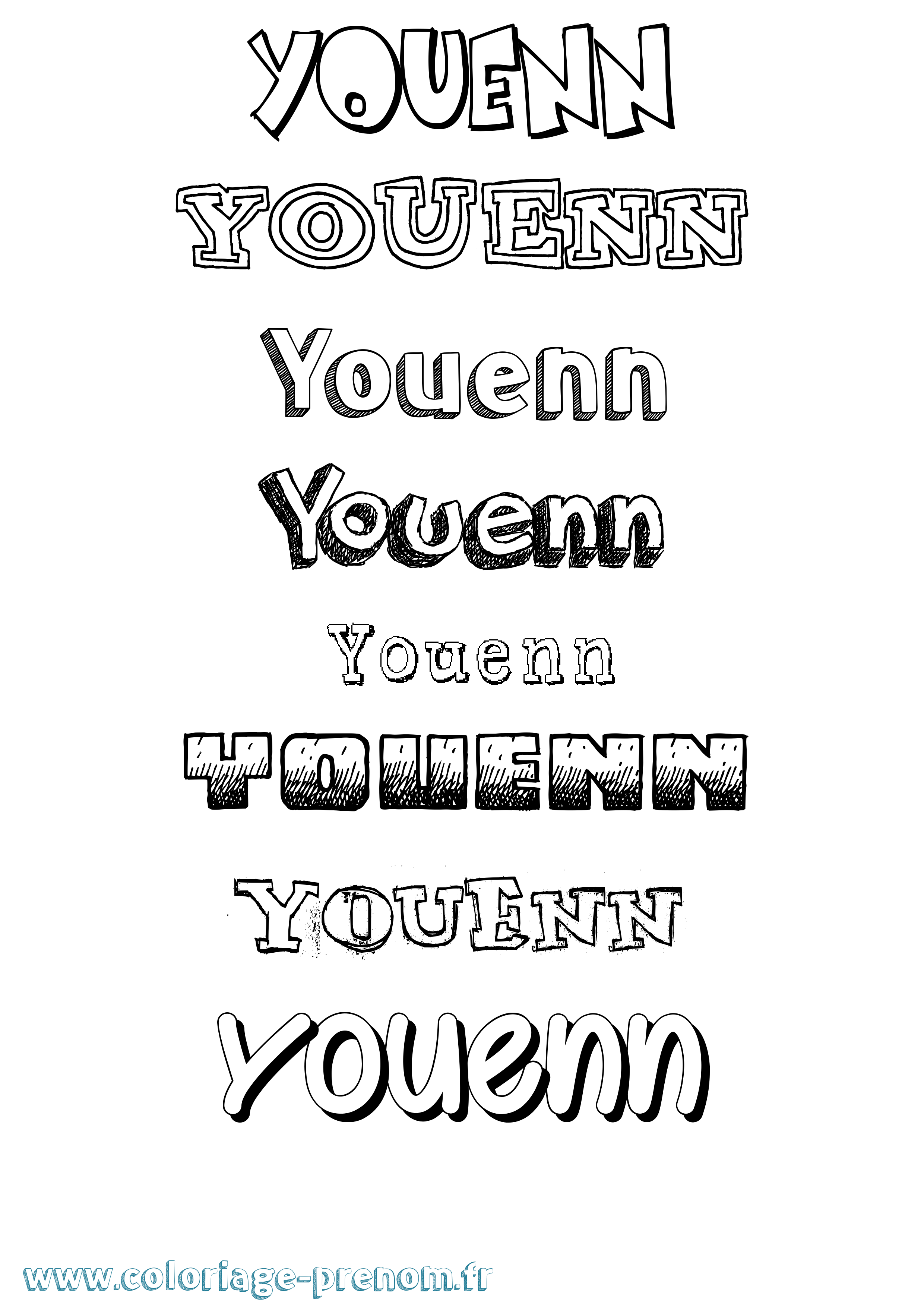 Coloriage Youenn Dessiné Coloriage prénom Youenn Dessiné