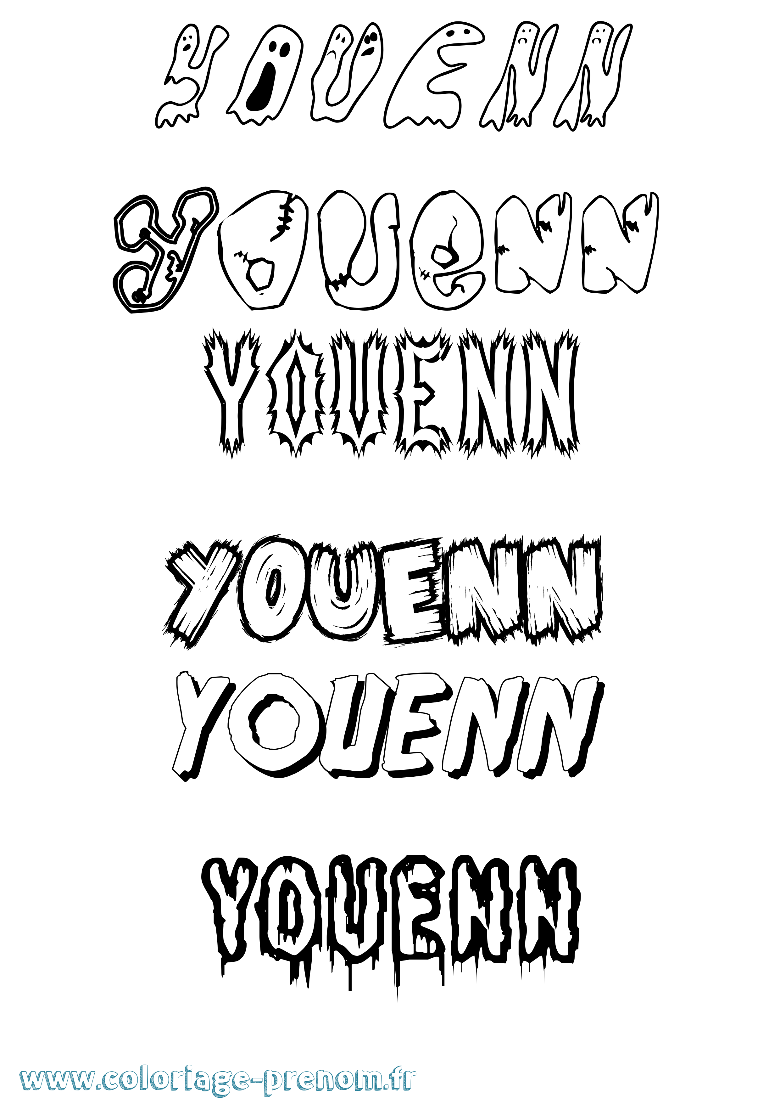 Coloriage Youenn Frisson Coloriage prénom Youenn Frisson