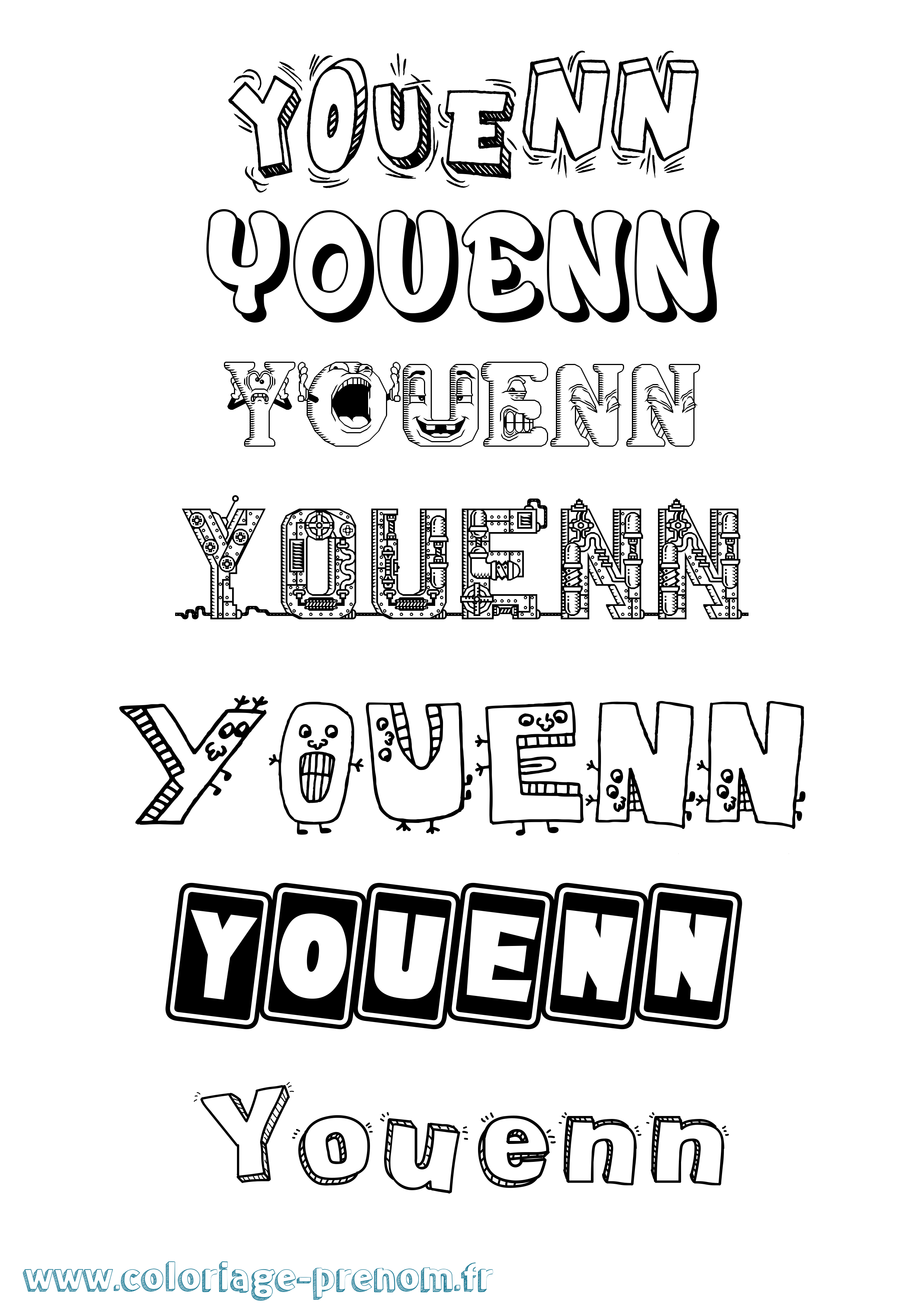 Coloriage Youenn Fun Coloriage prénom Youenn Fun