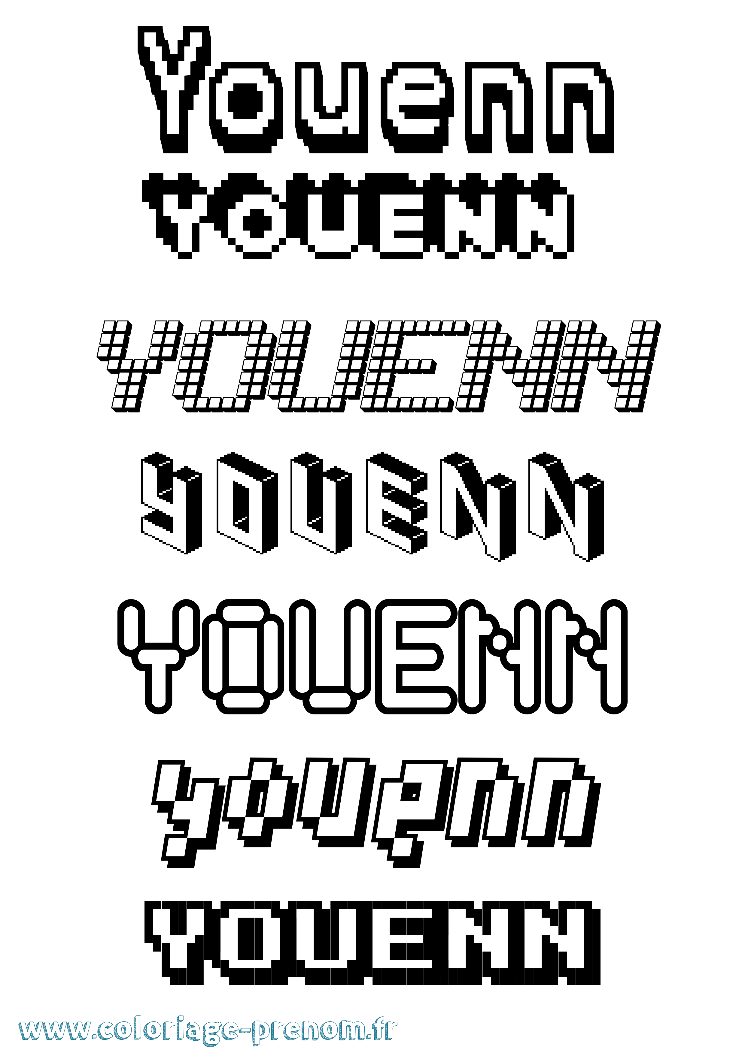 Coloriage Youenn Pixel Coloriage prénom Youenn Pixel