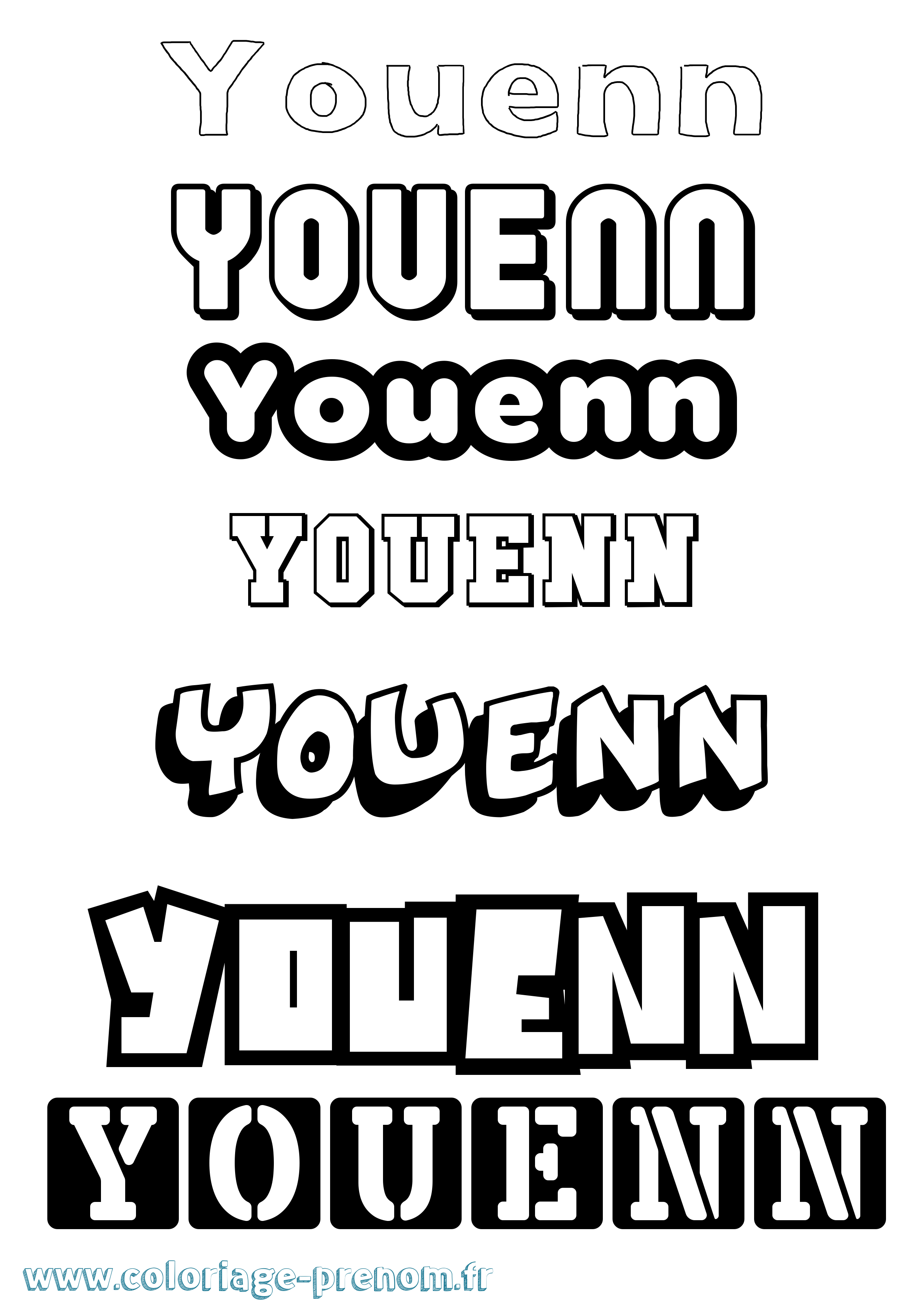 Coloriage Youenn Simple Coloriage prénom Youenn Simple