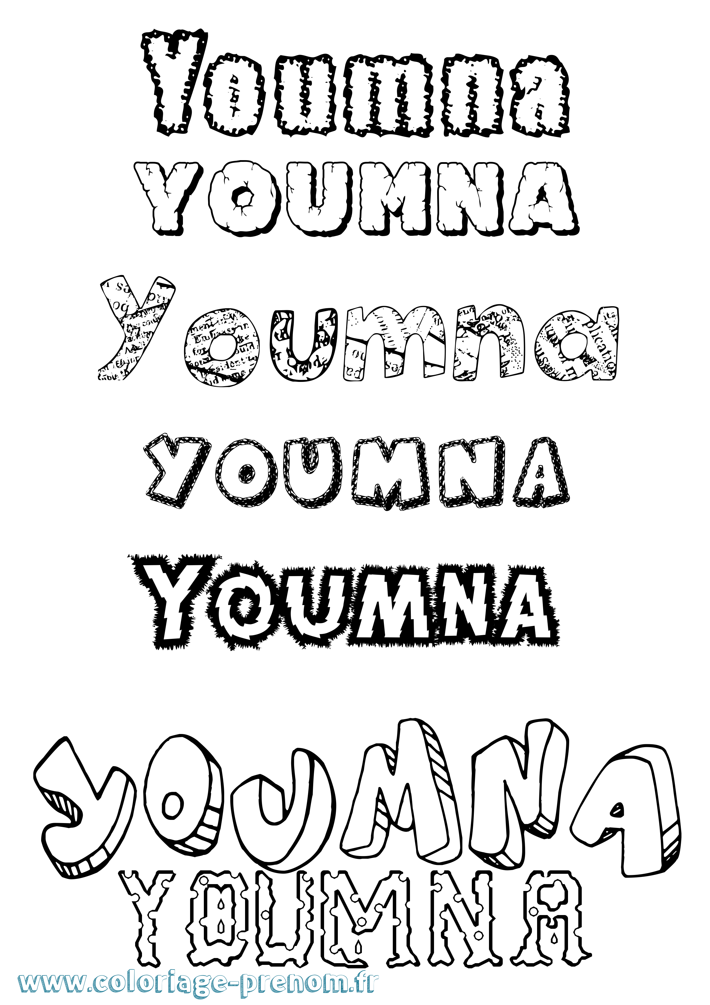 Coloriage Youmna Coloriage prénom Youmna