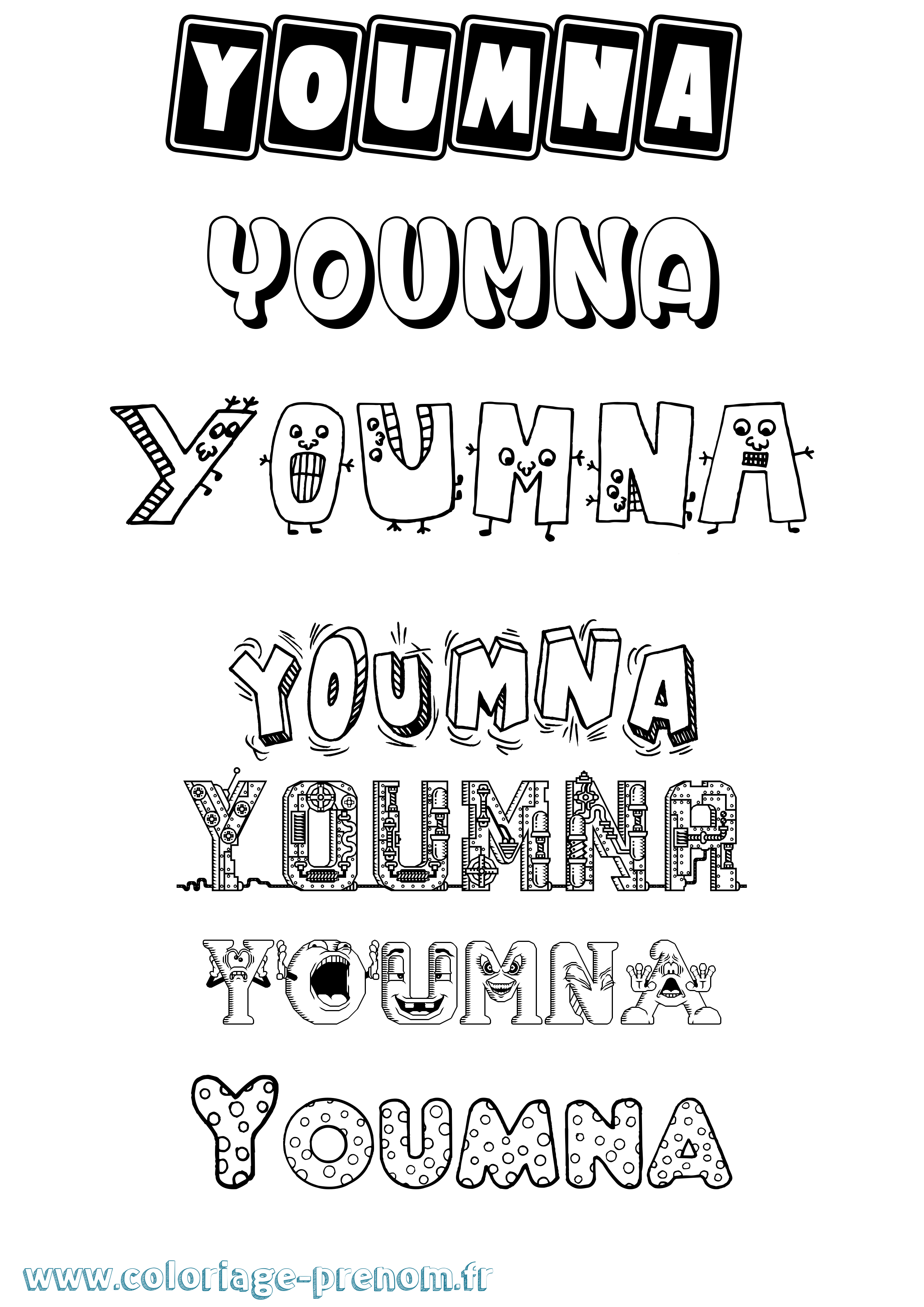 Coloriage Youmna Coloriage prénom Youmna