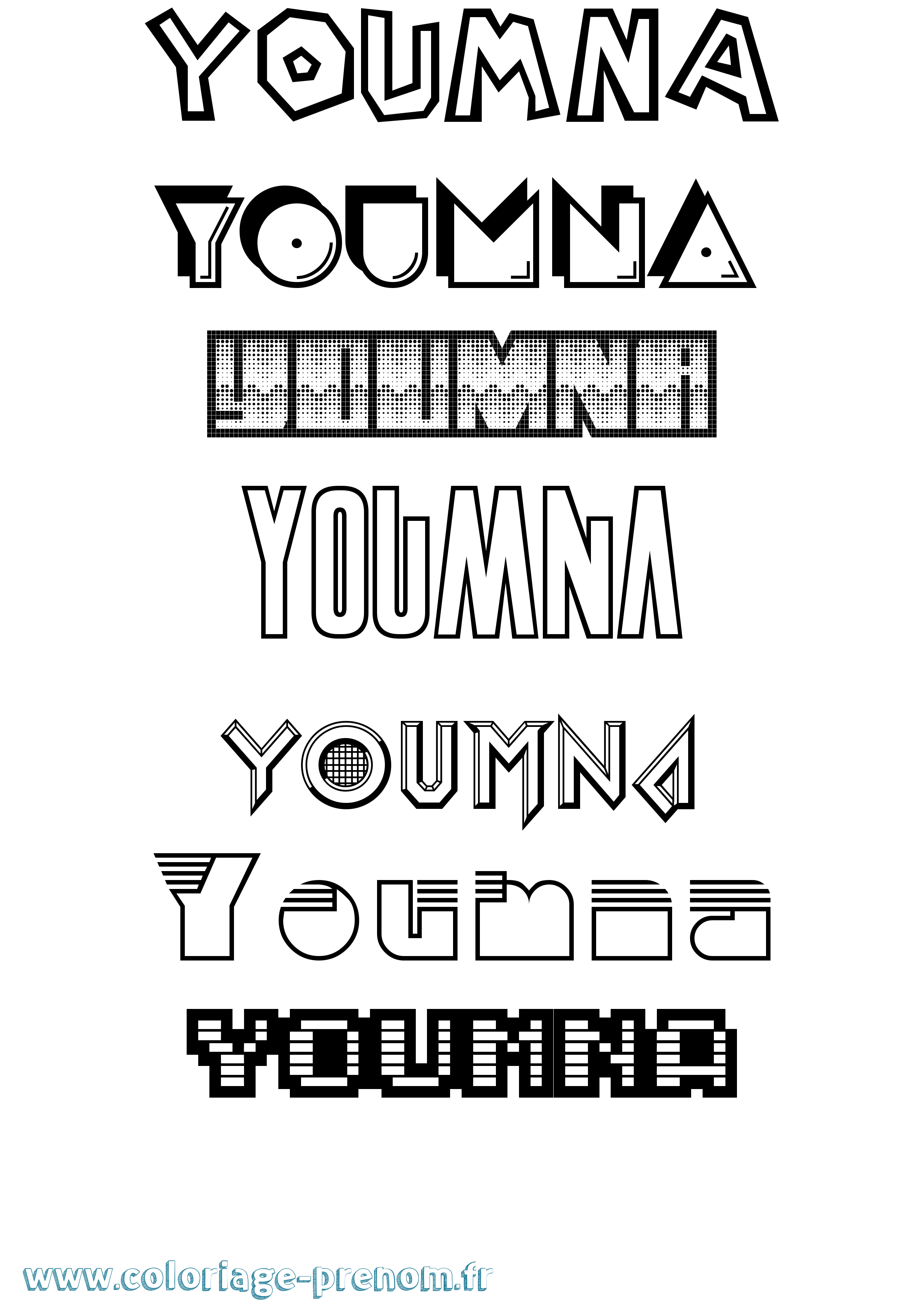 Coloriage Youmna Coloriage prénom Youmna