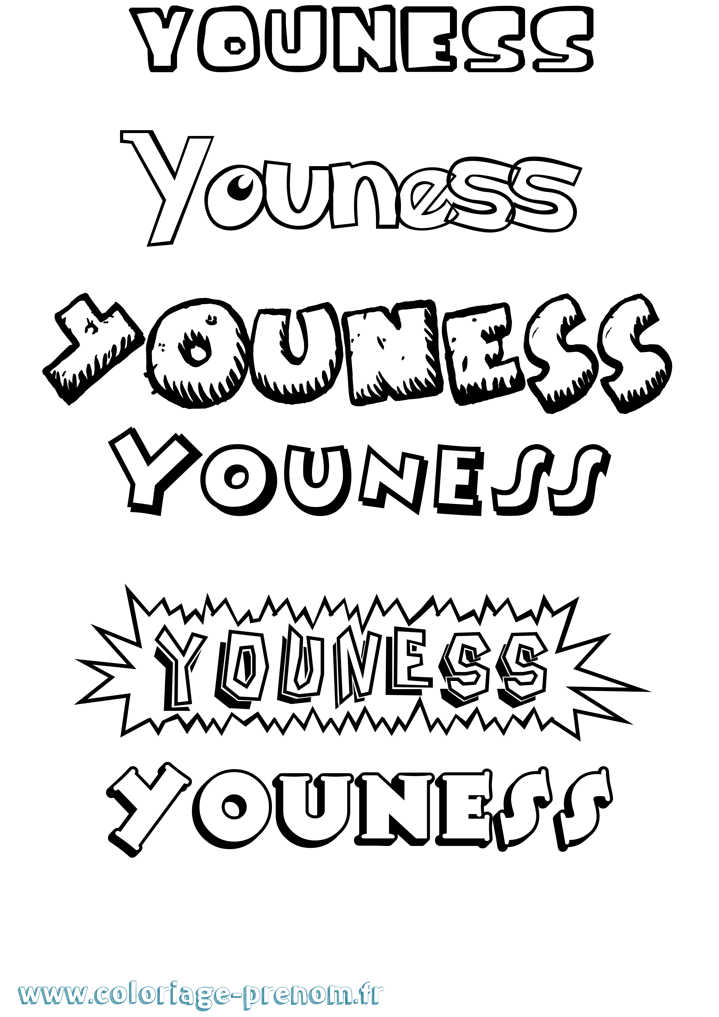Coloriage Youness Coloriage prénom Youness