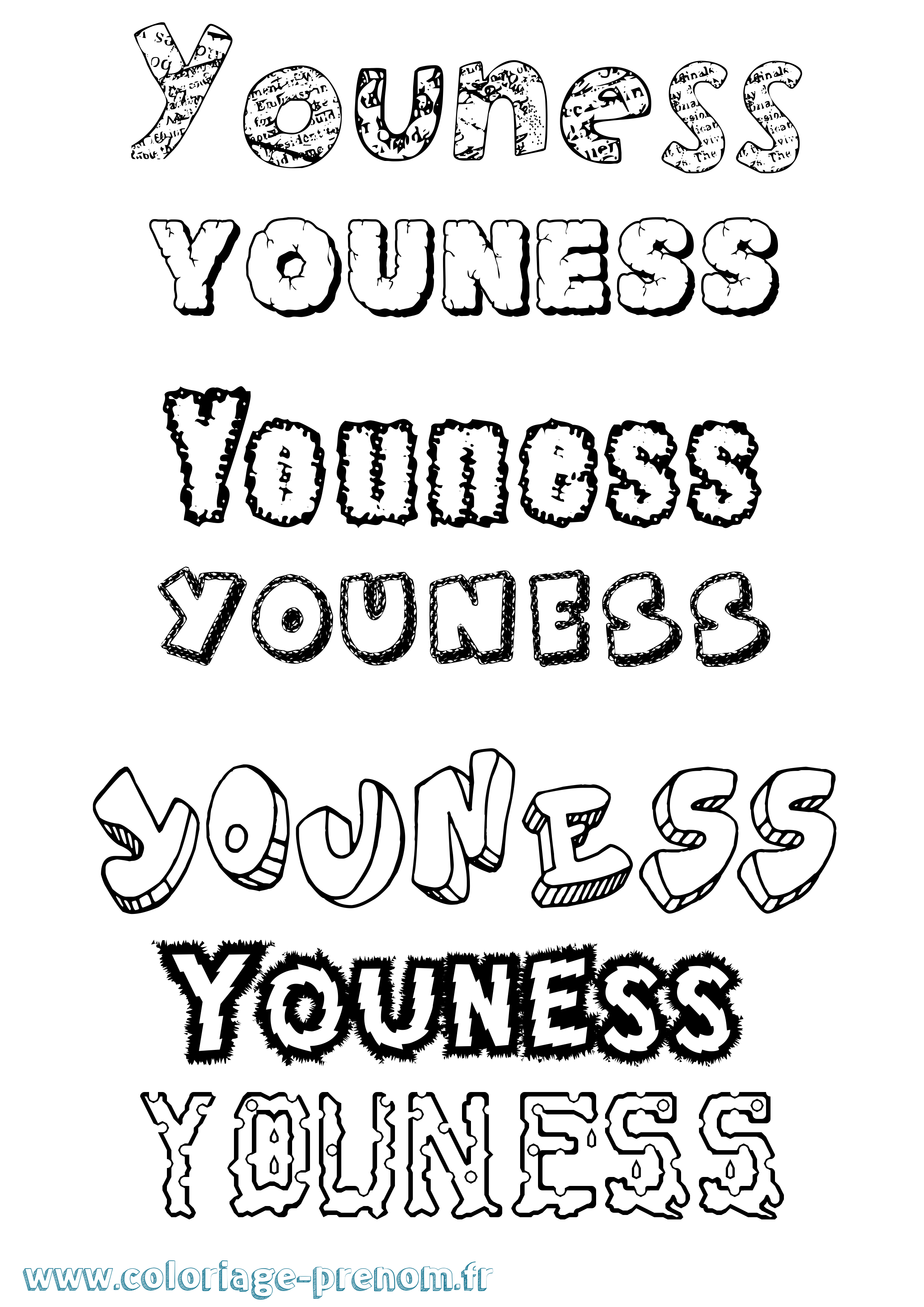 Coloriage Youness Coloriage prénom Youness