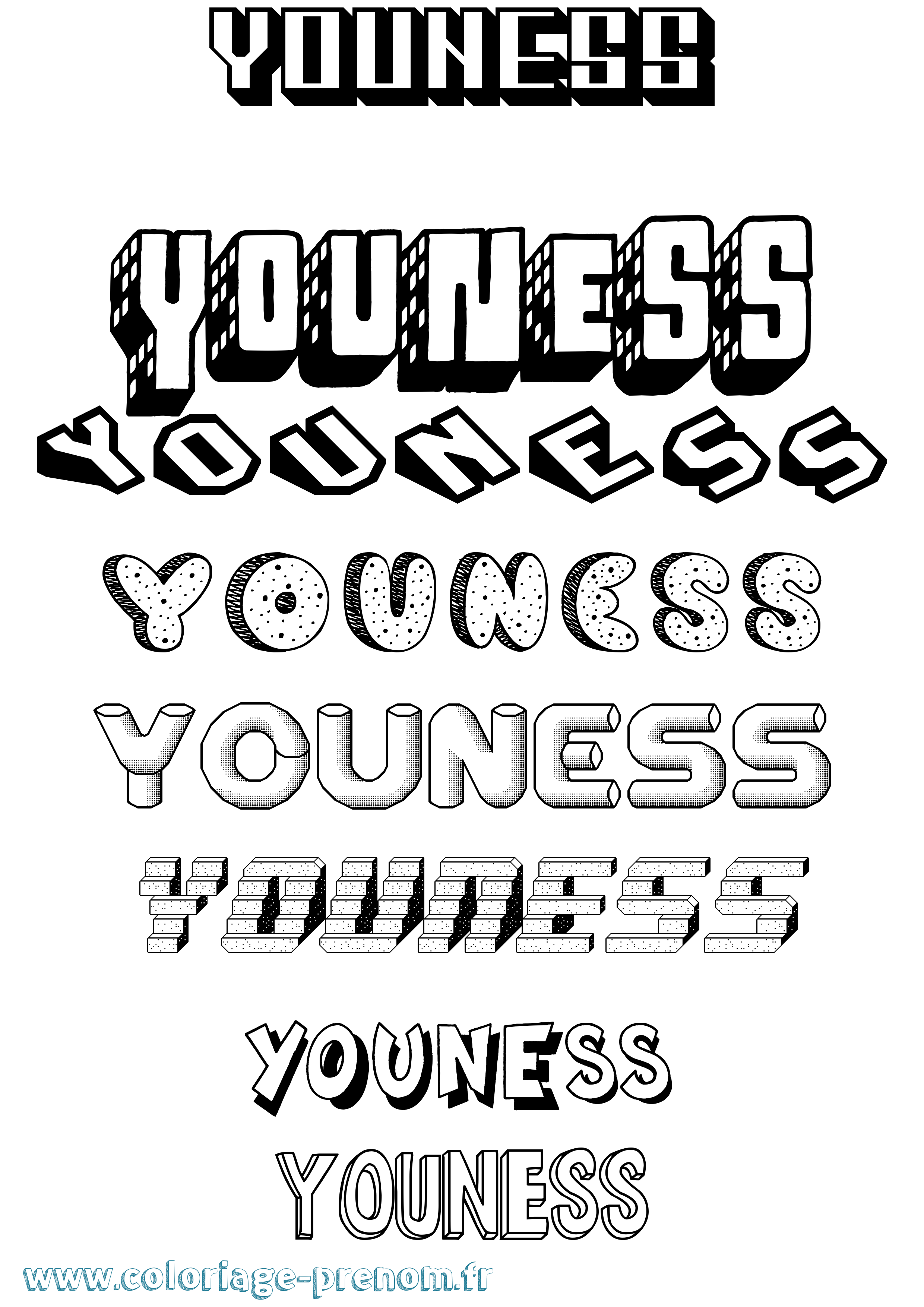 Coloriage Youness Coloriage prénom Youness