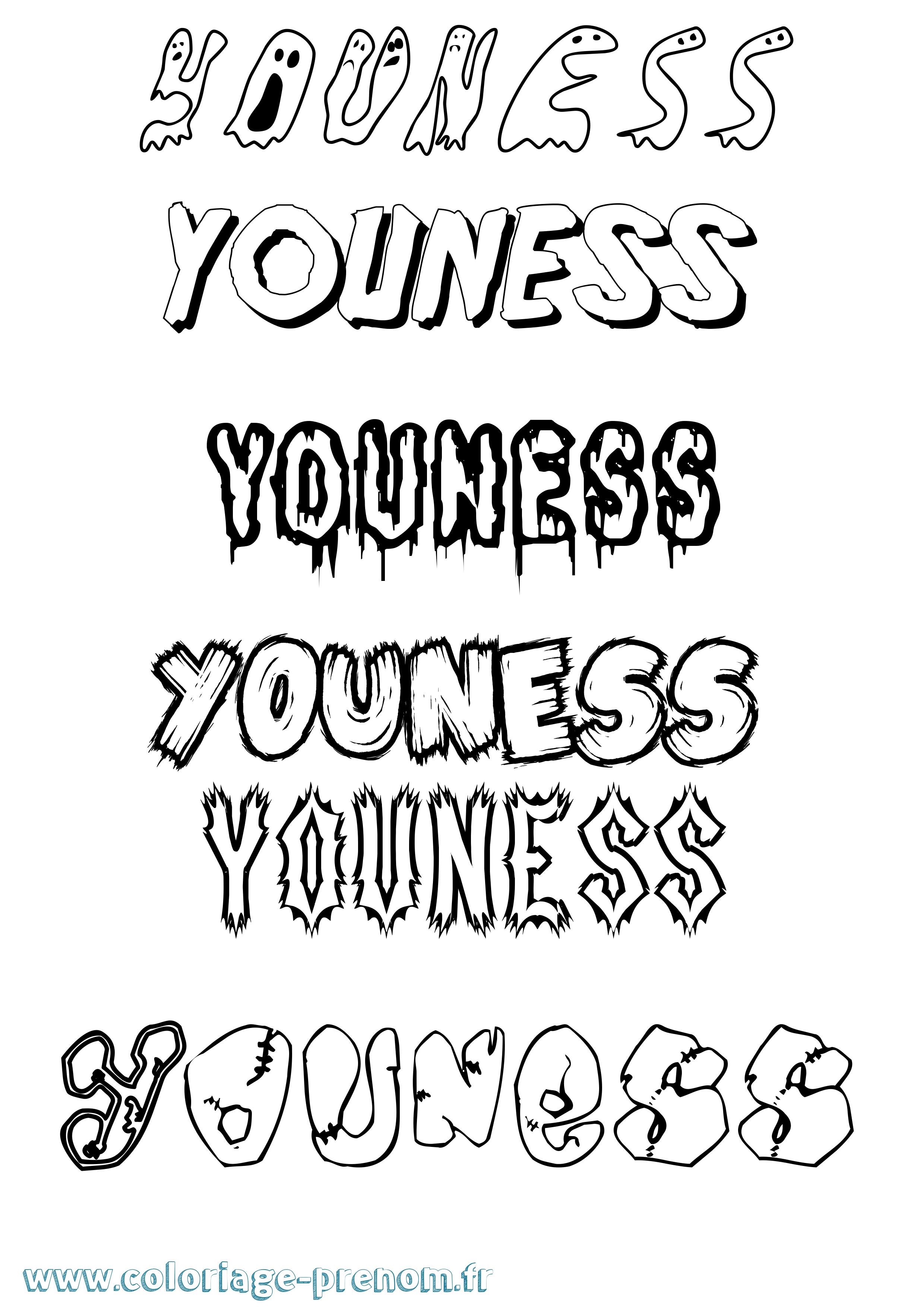 Coloriage Youness Coloriage prénom Youness
