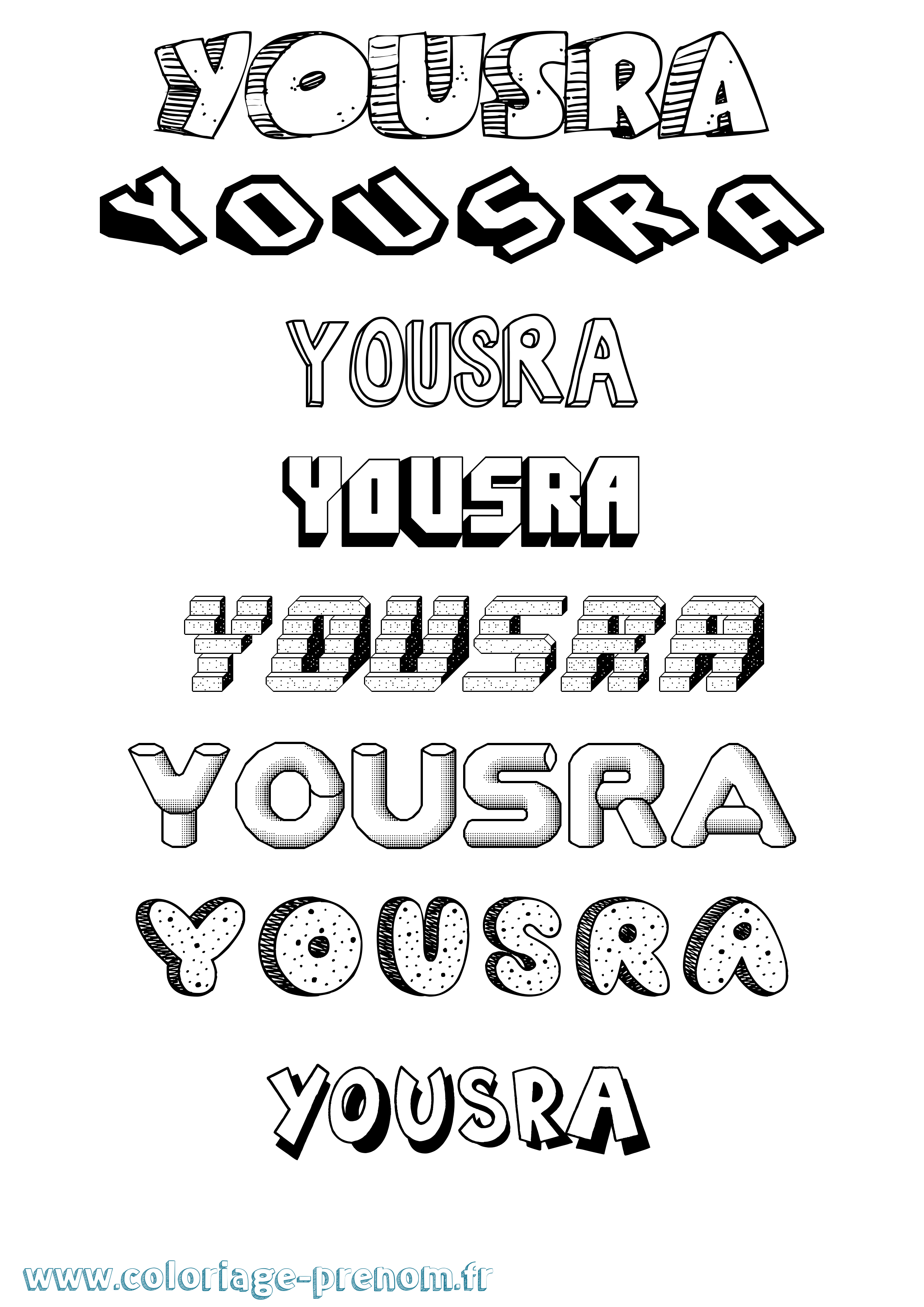 Coloriage prénom Yousra