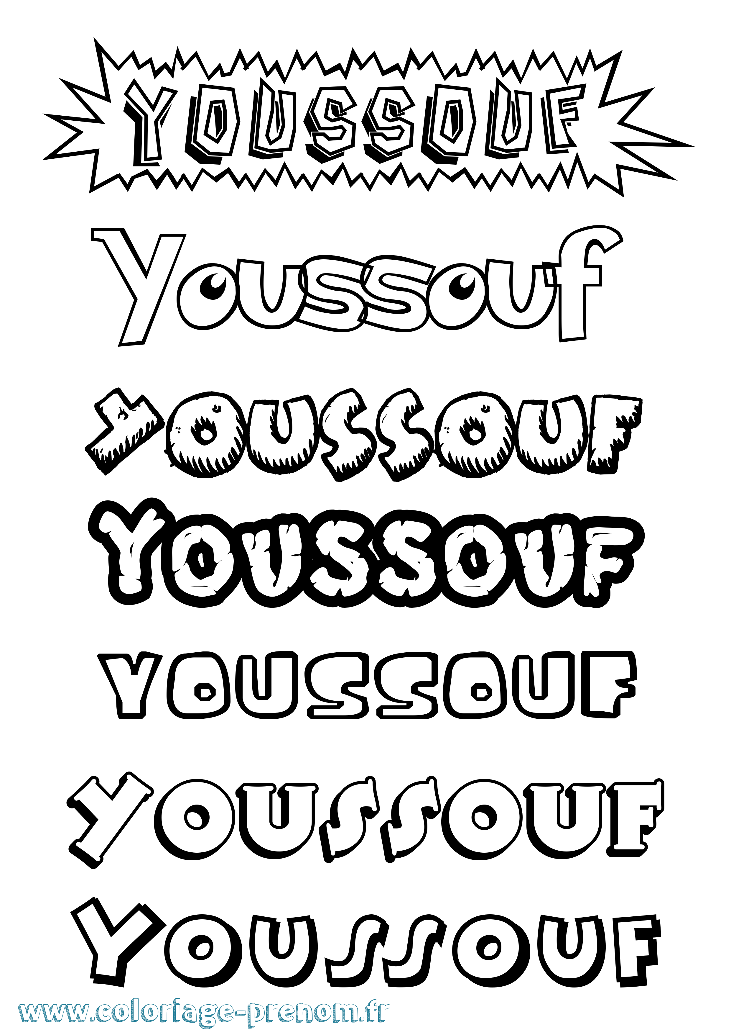 Coloriage prénom Youssouf Dessin Animé