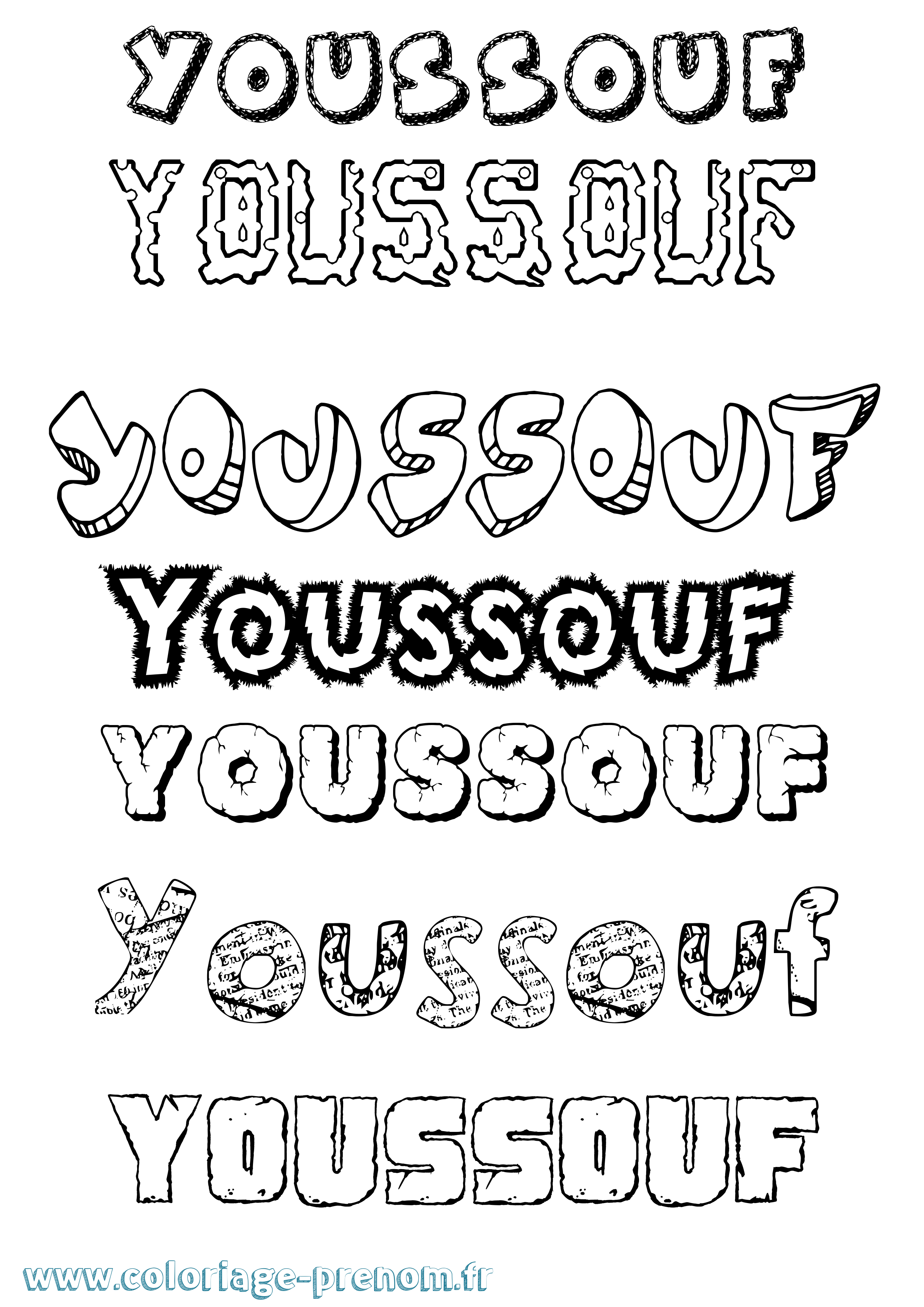 Coloriage prénom Youssouf Destructuré