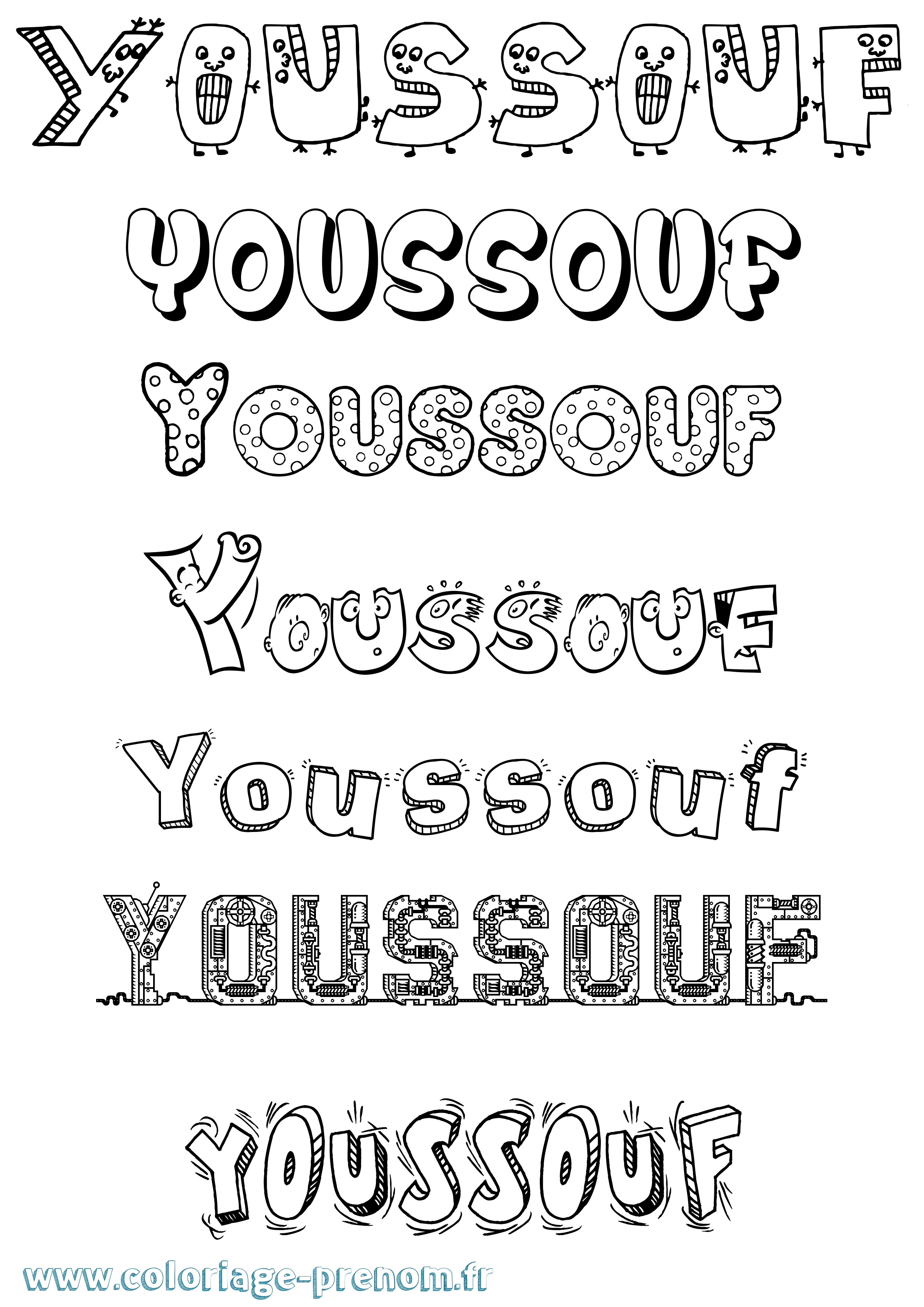 Coloriage prénom Youssouf Fun
