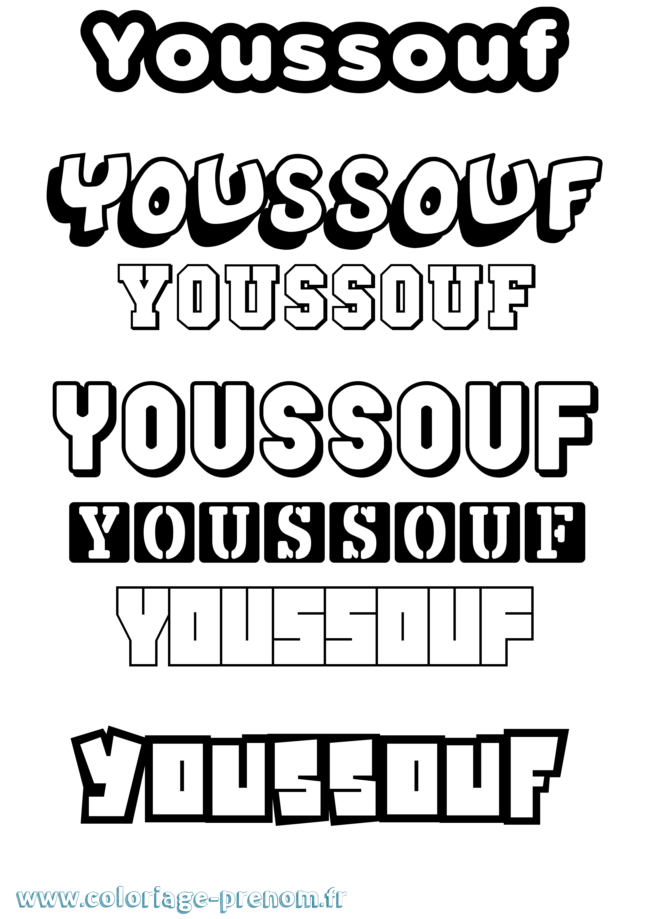 Coloriage prénom Youssouf Simple