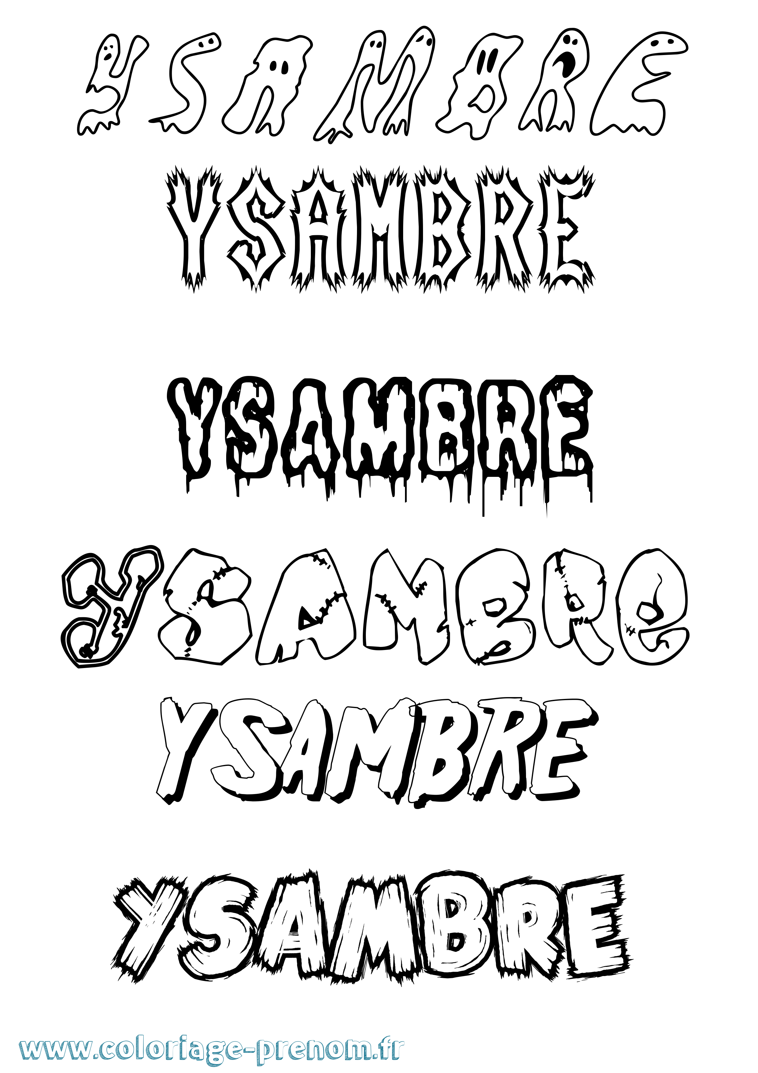 Coloriage prénom Ysambre Frisson