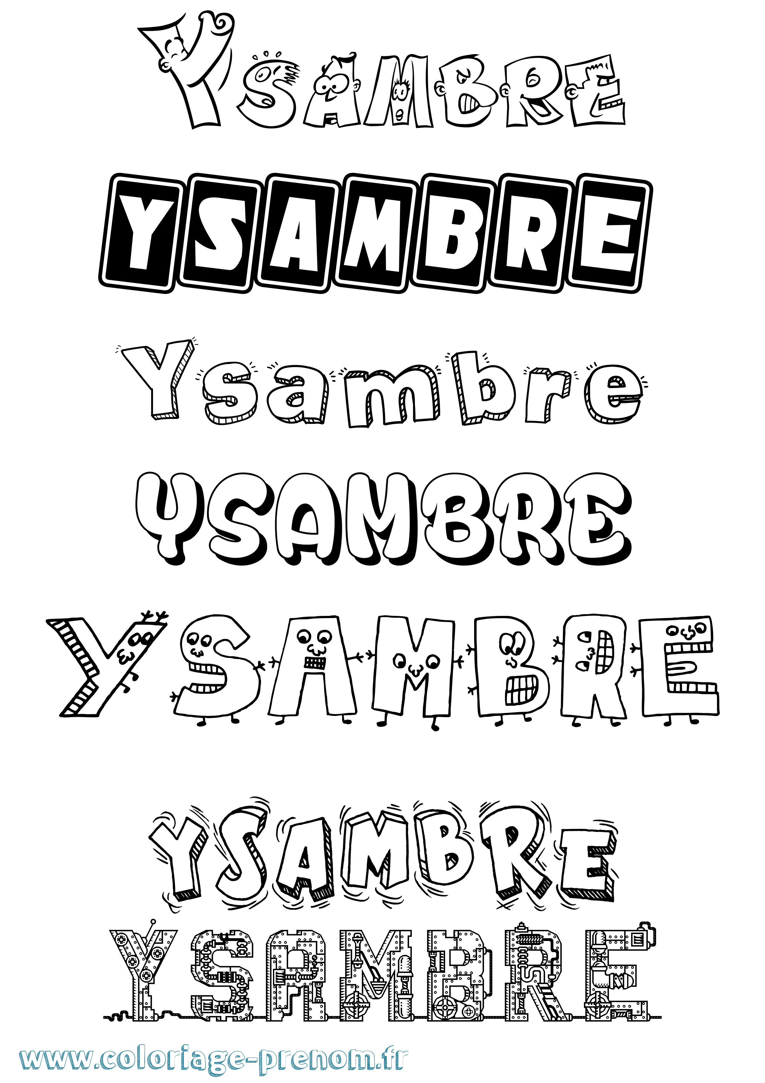 Coloriage prénom Ysambre Fun