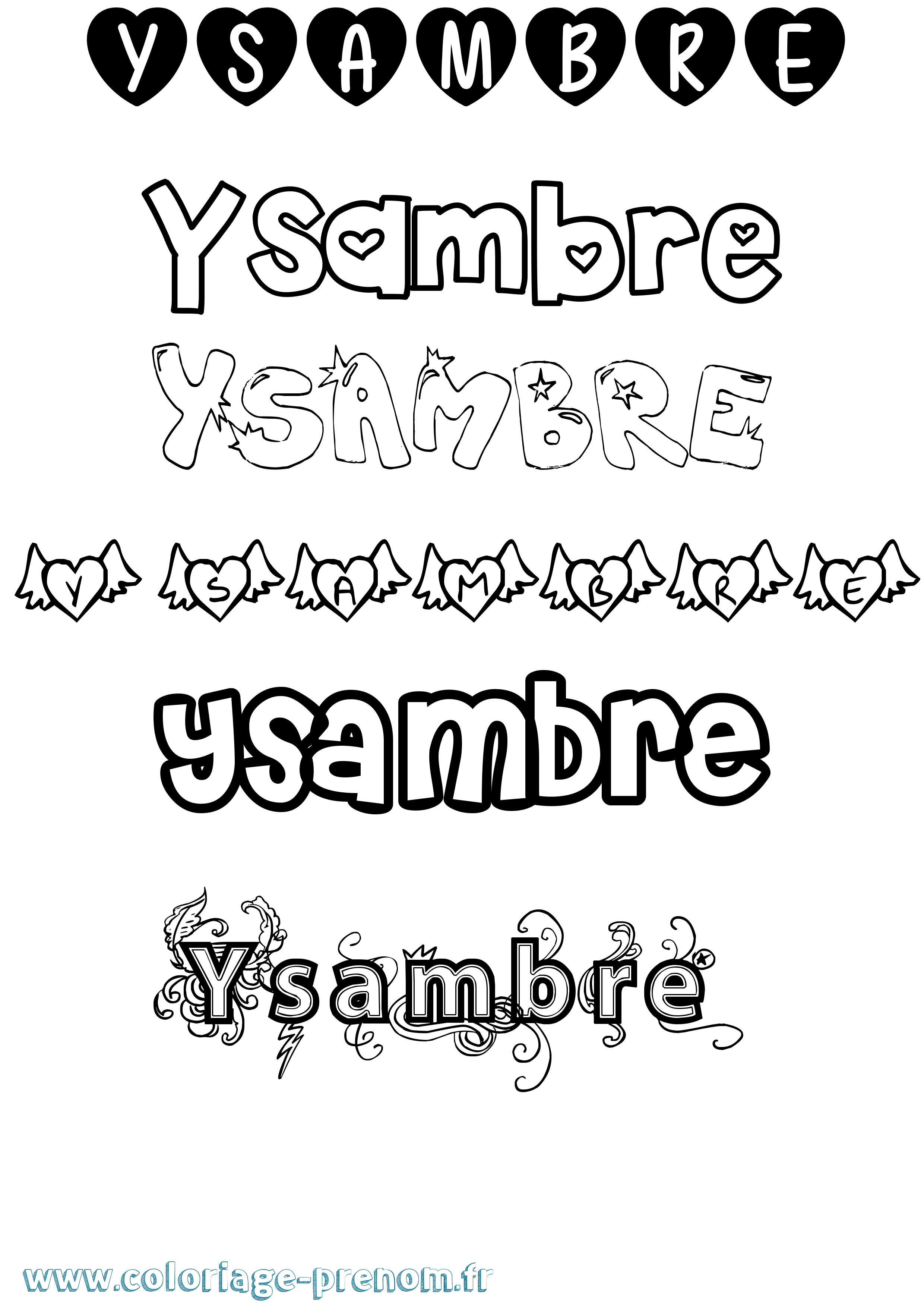 Coloriage prénom Ysambre Girly