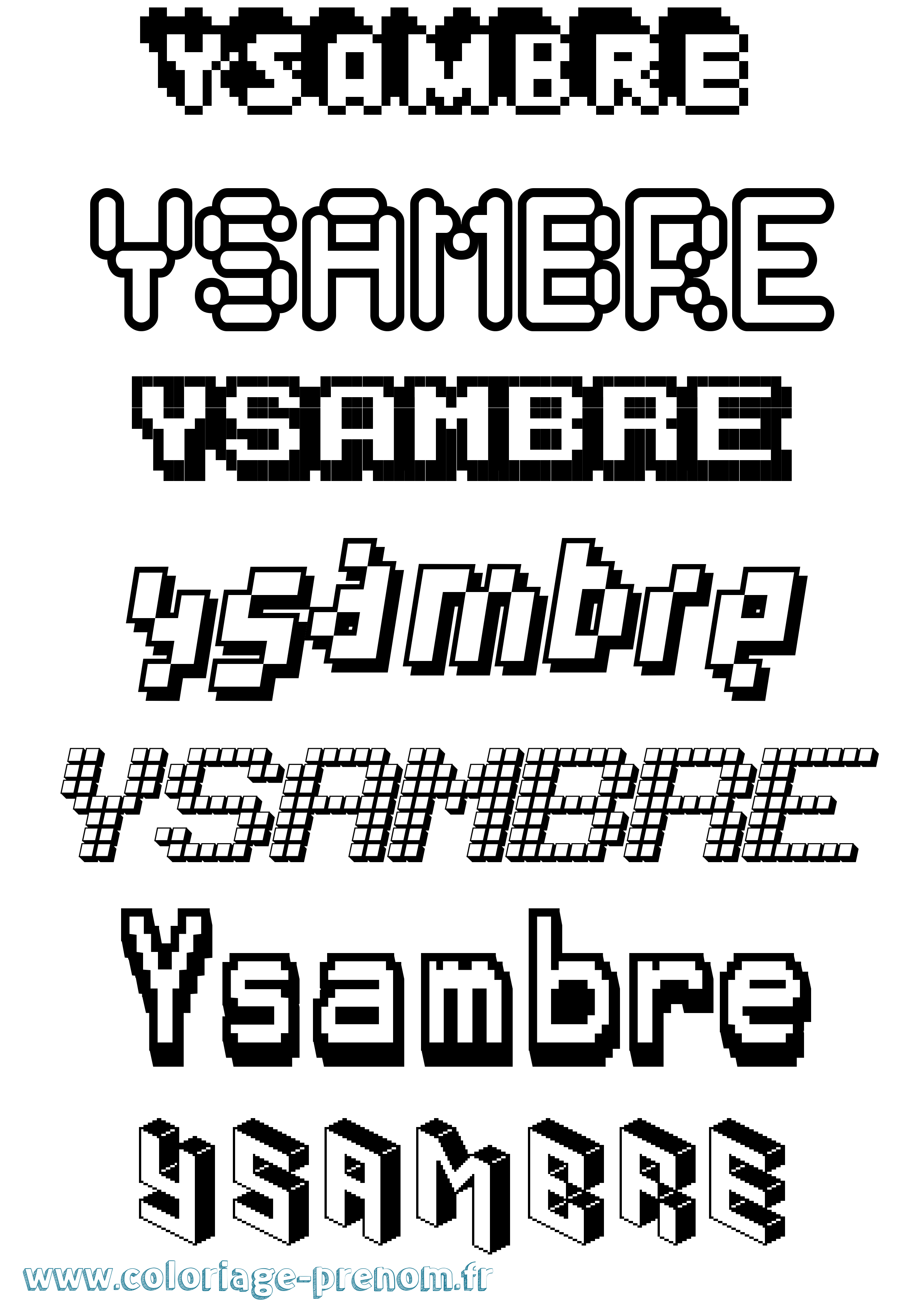 Coloriage prénom Ysambre Pixel