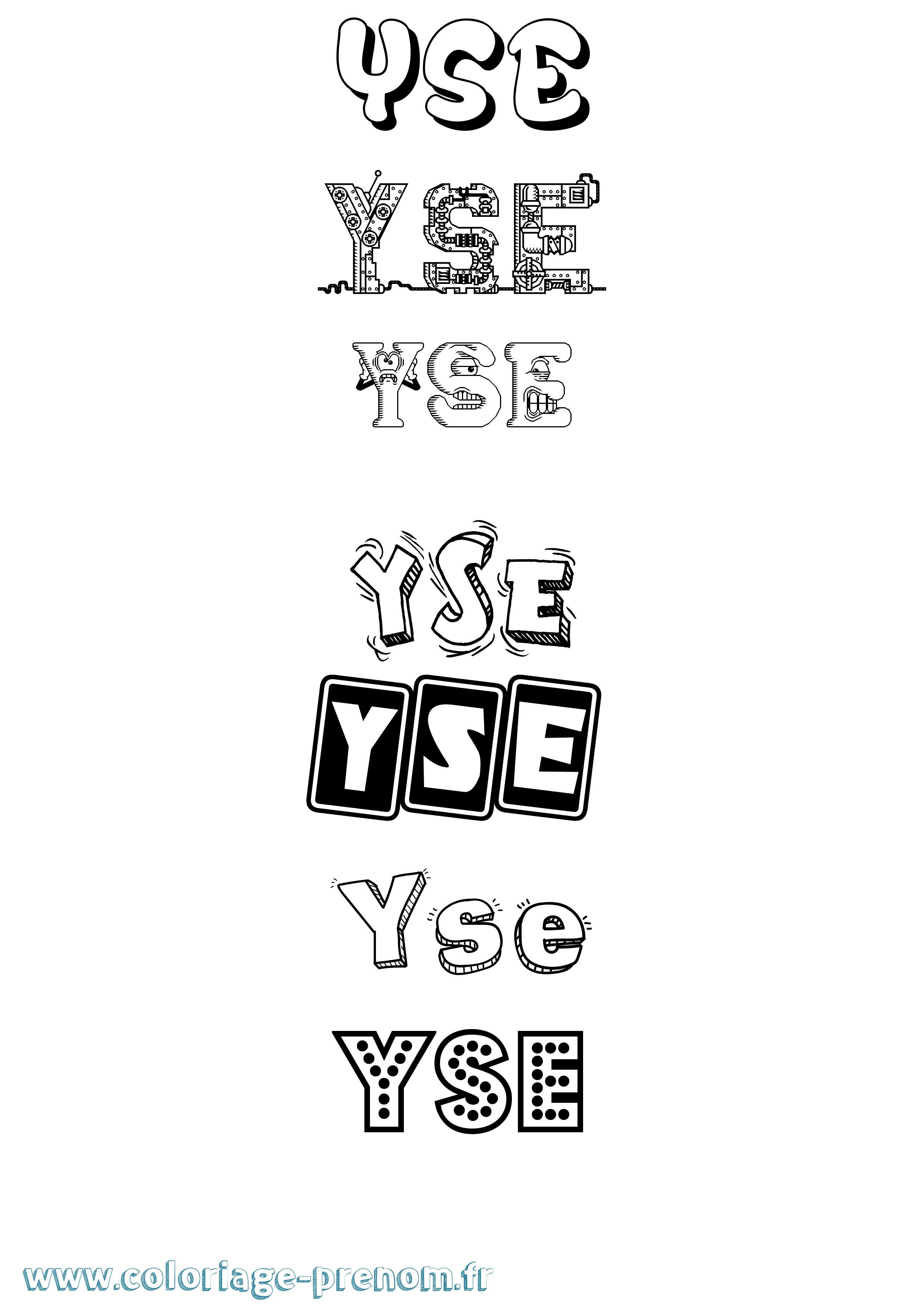 Coloriage prénom Yse