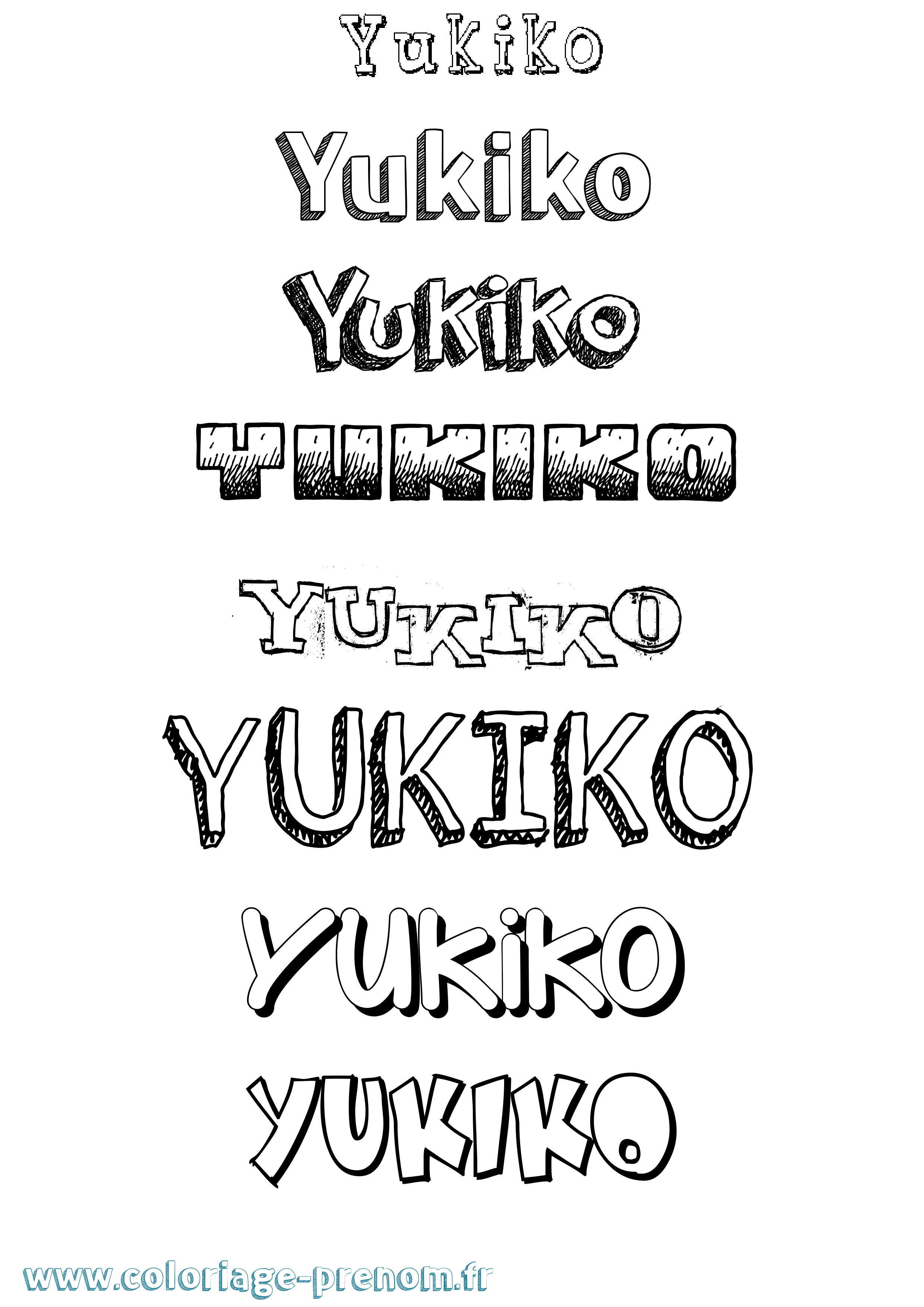 Coloriage prénom Yukiko Dessiné