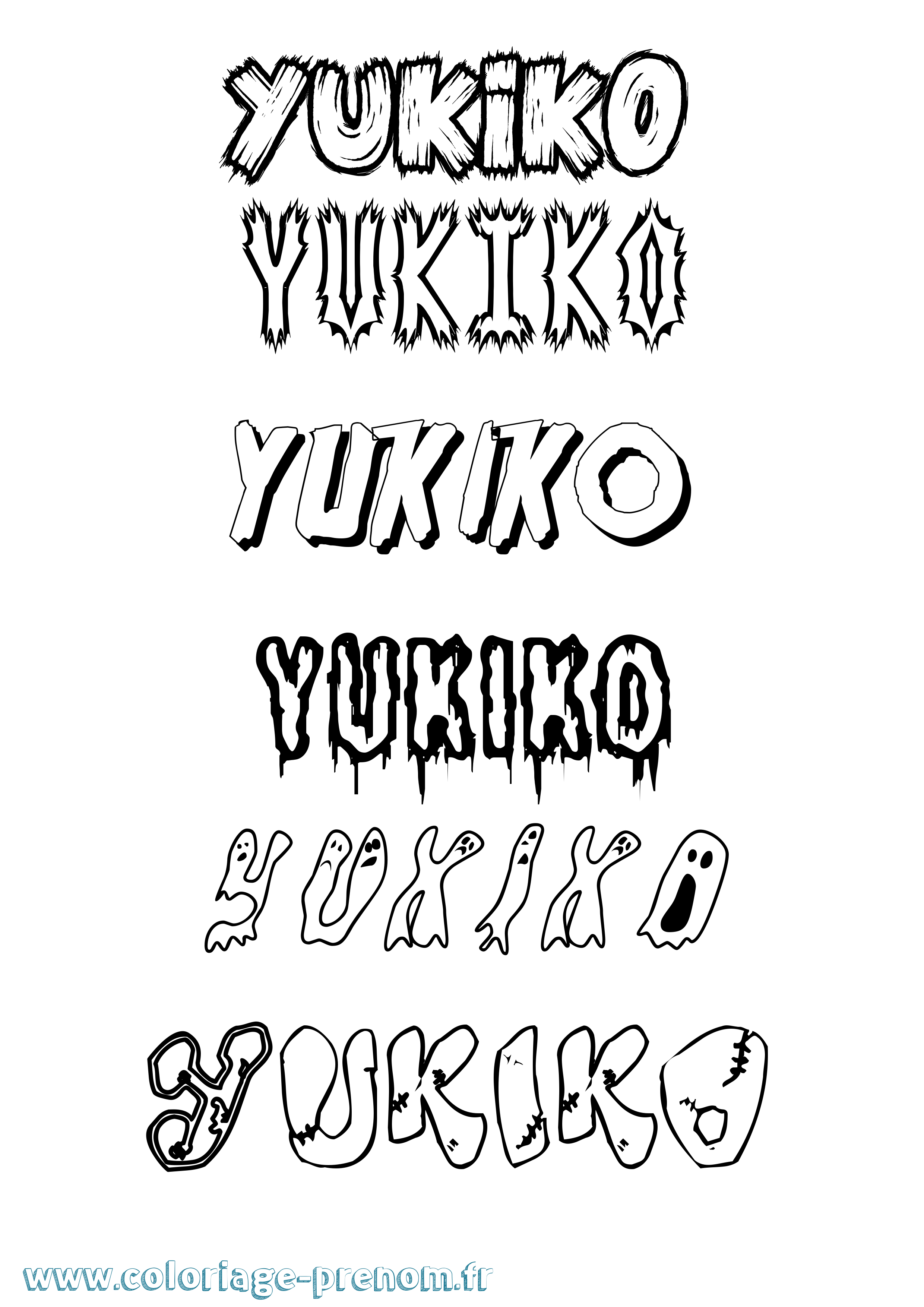 Coloriage prénom Yukiko Frisson