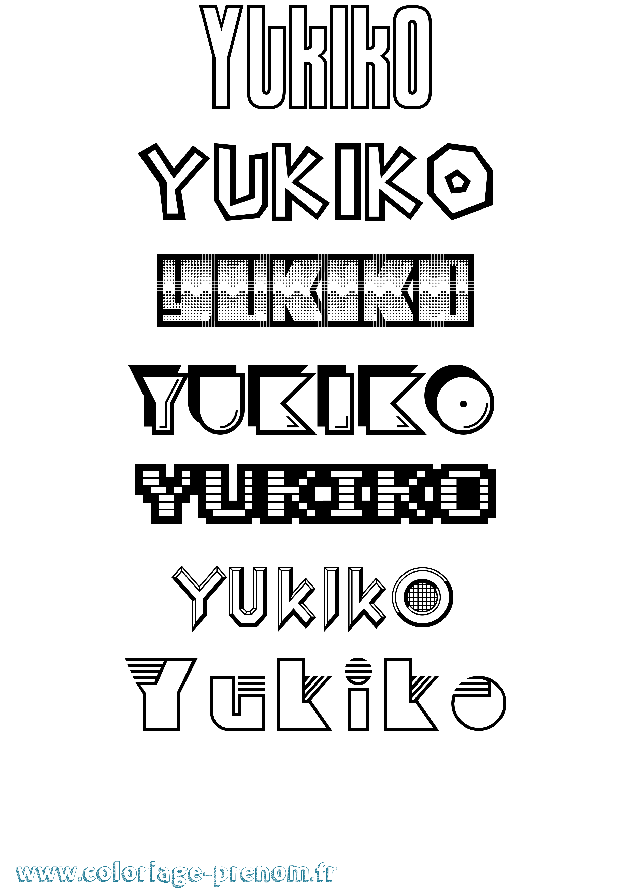 Coloriage prénom Yukiko Jeux Vidéos