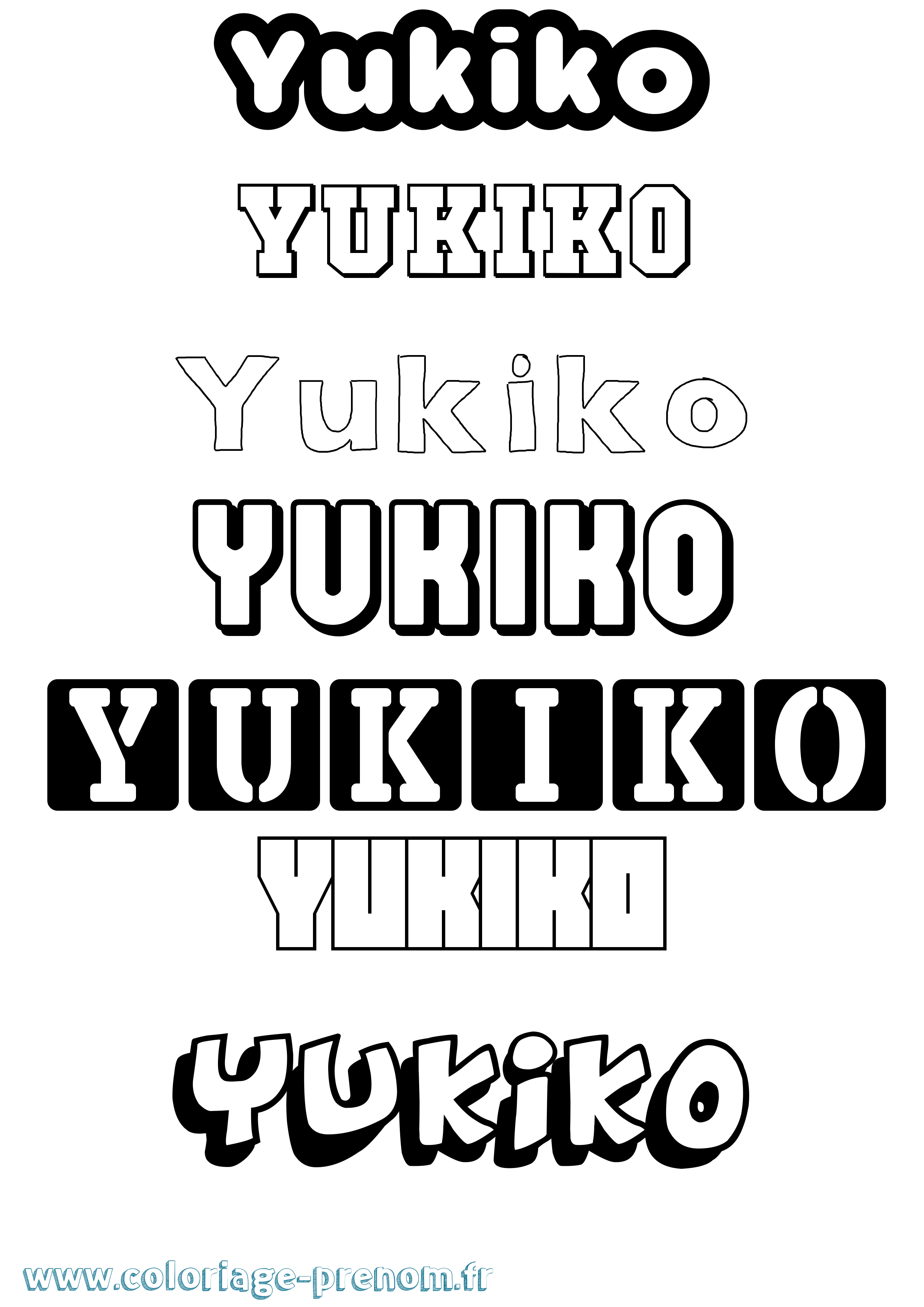 Coloriage prénom Yukiko Simple