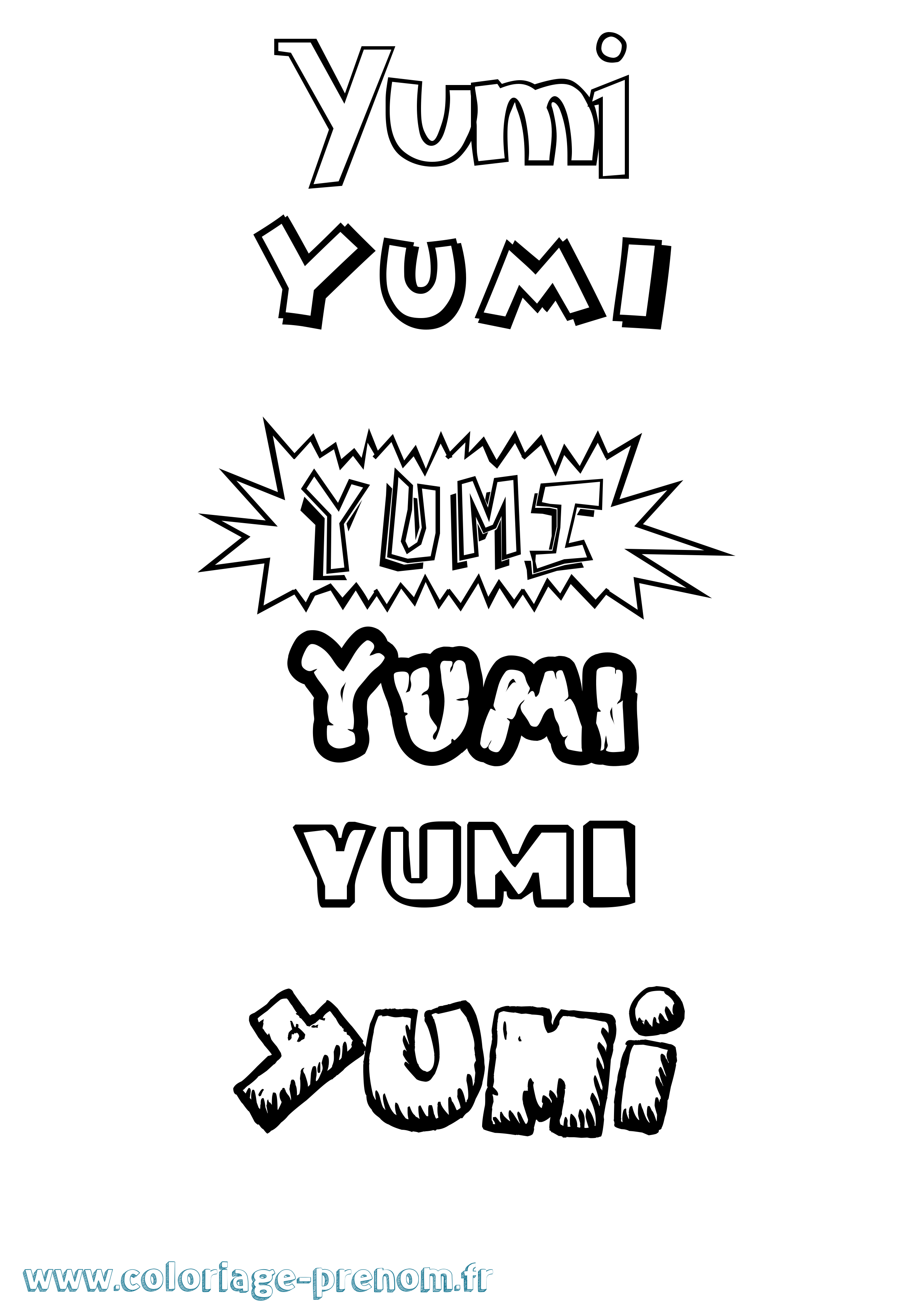 Coloriage prénom Yumi
