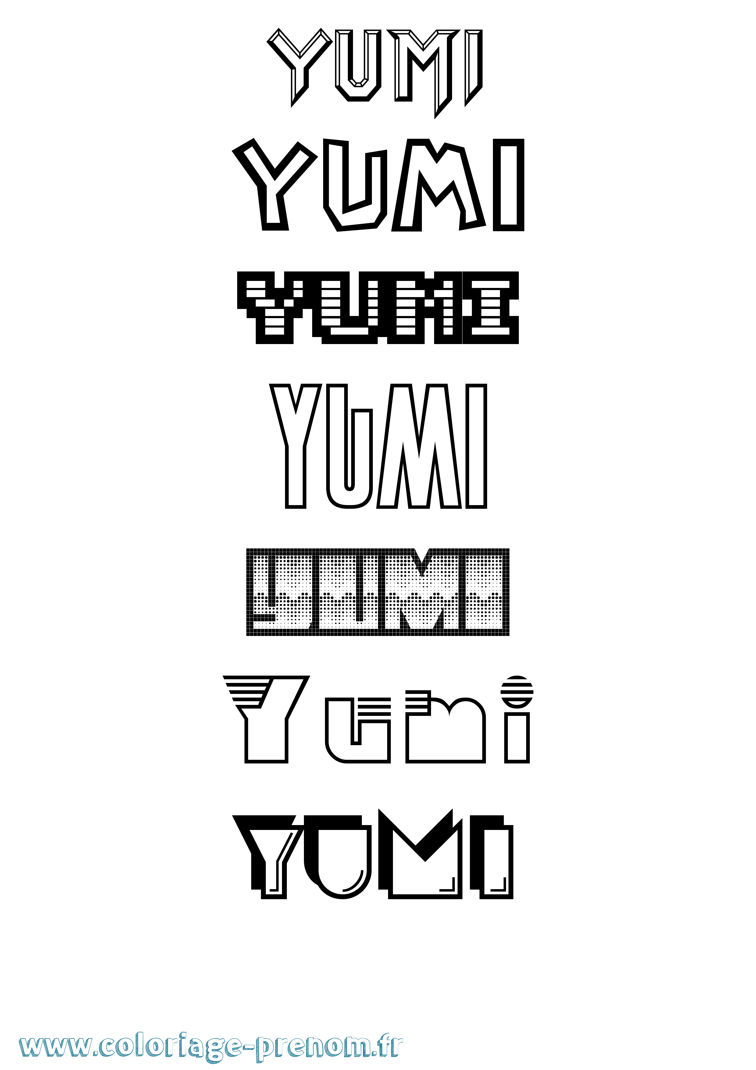 Coloriage prénom Yumi