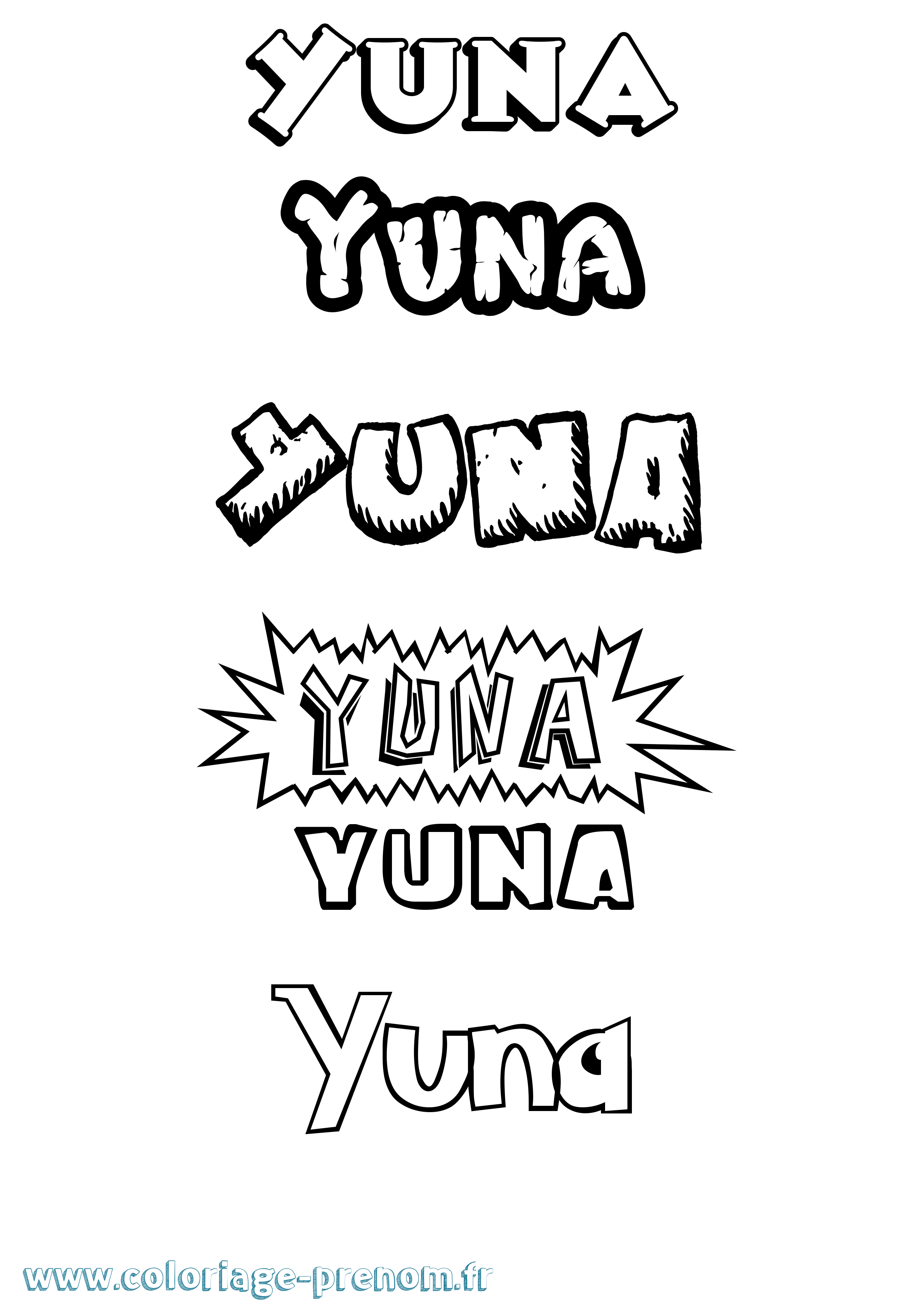 Coloriage prénom Yuna