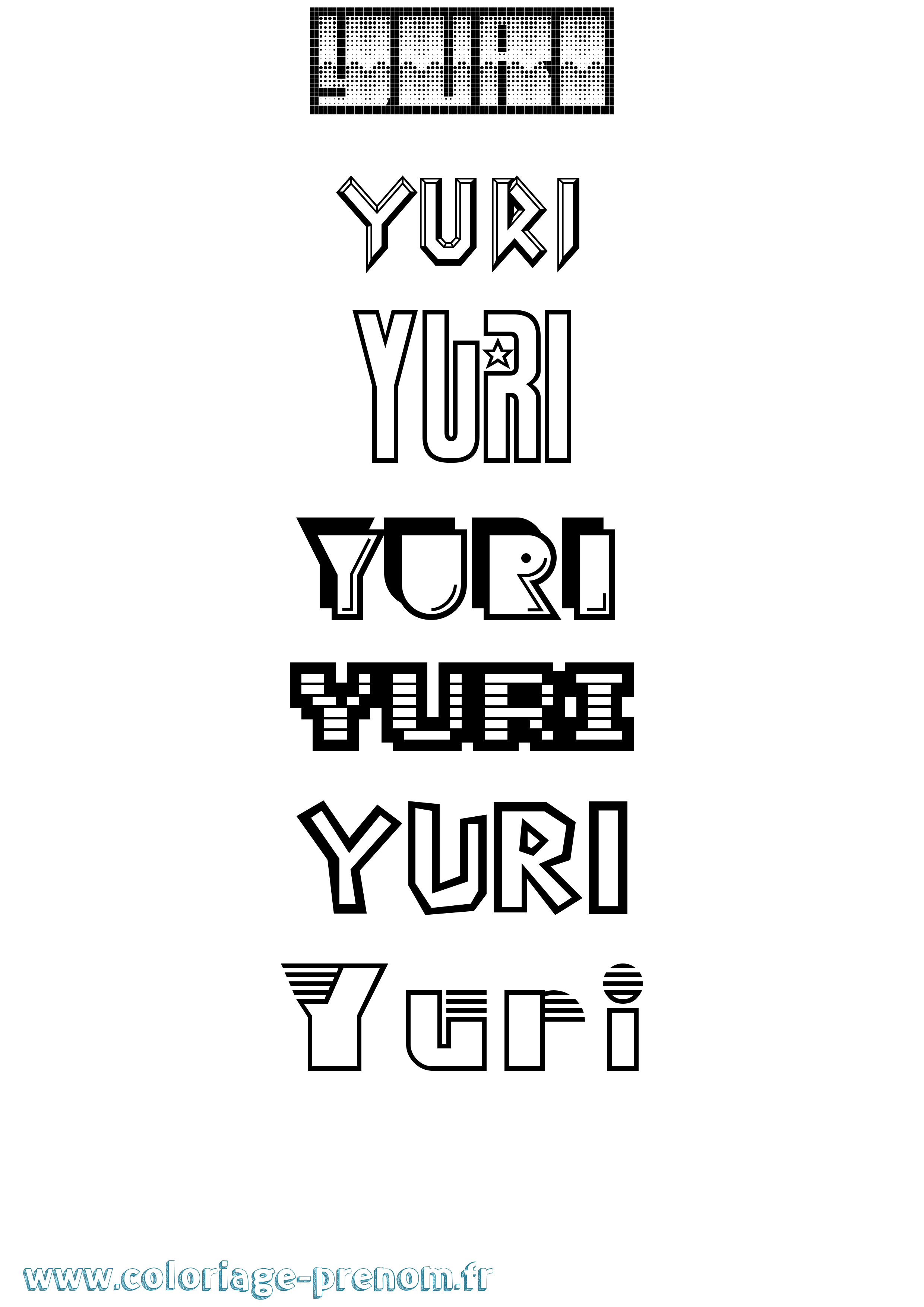 Coloriage prénom Yuri