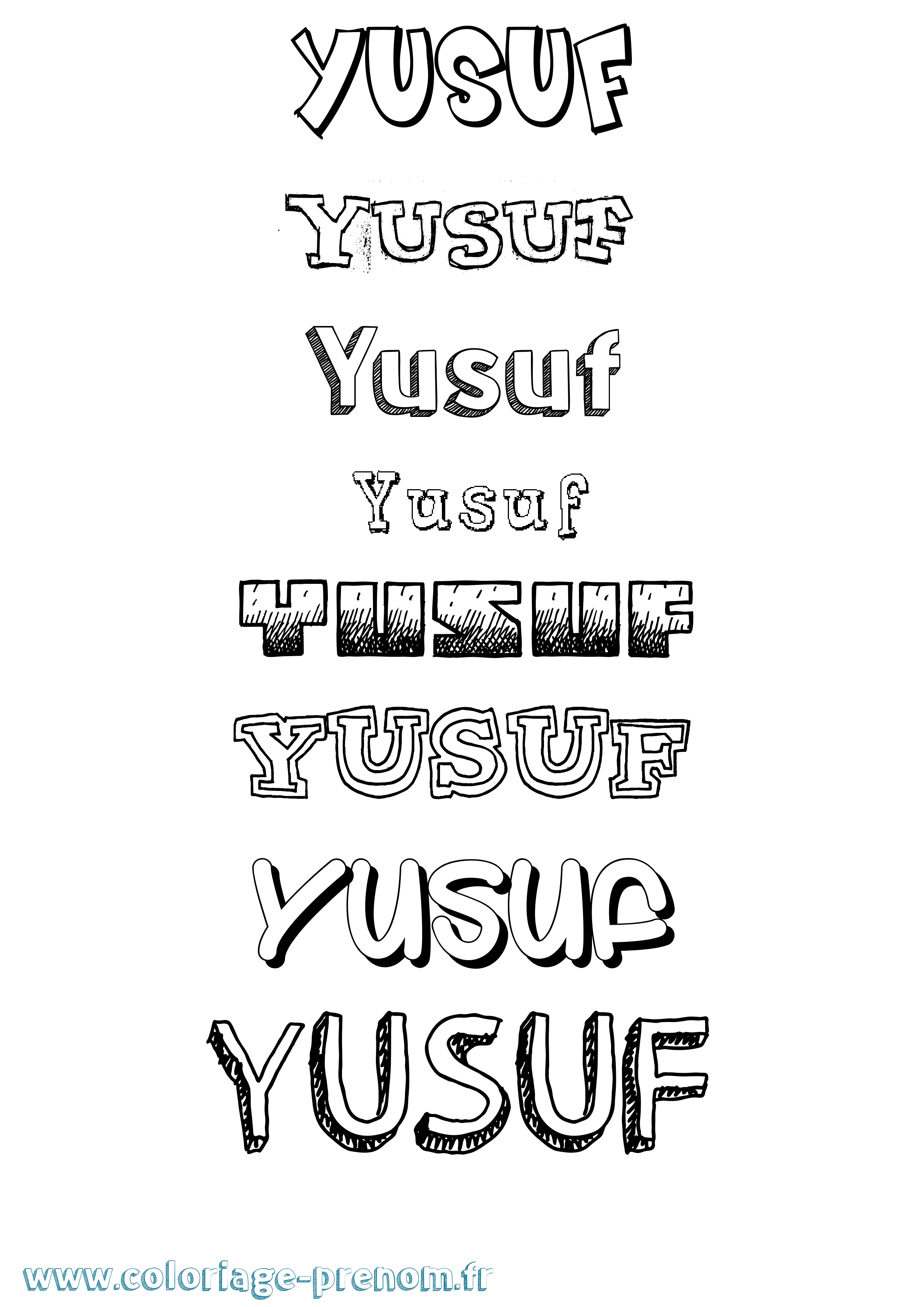 Coloriage prénom Yusuf Dessiné