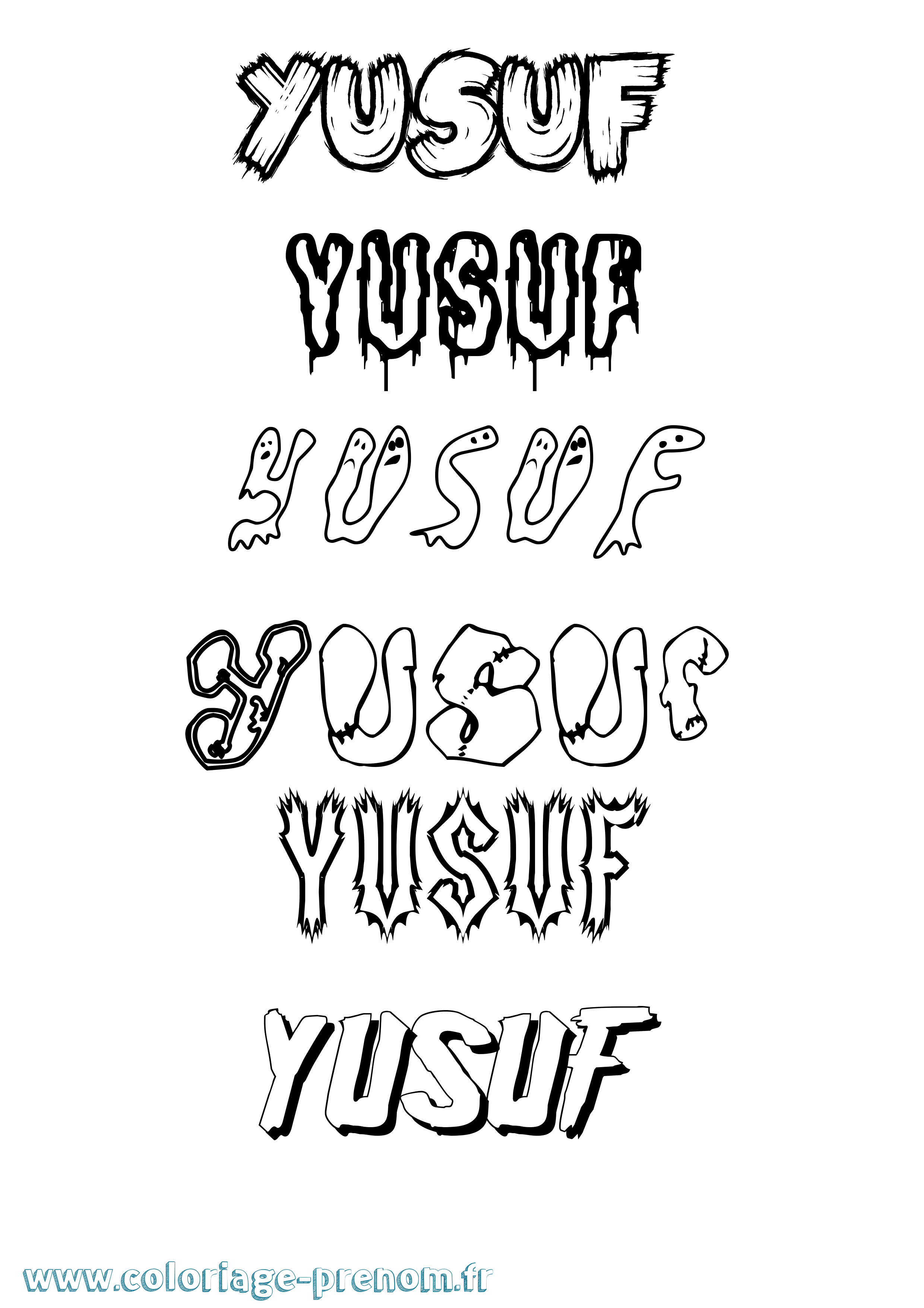 Coloriage prénom Yusuf Frisson