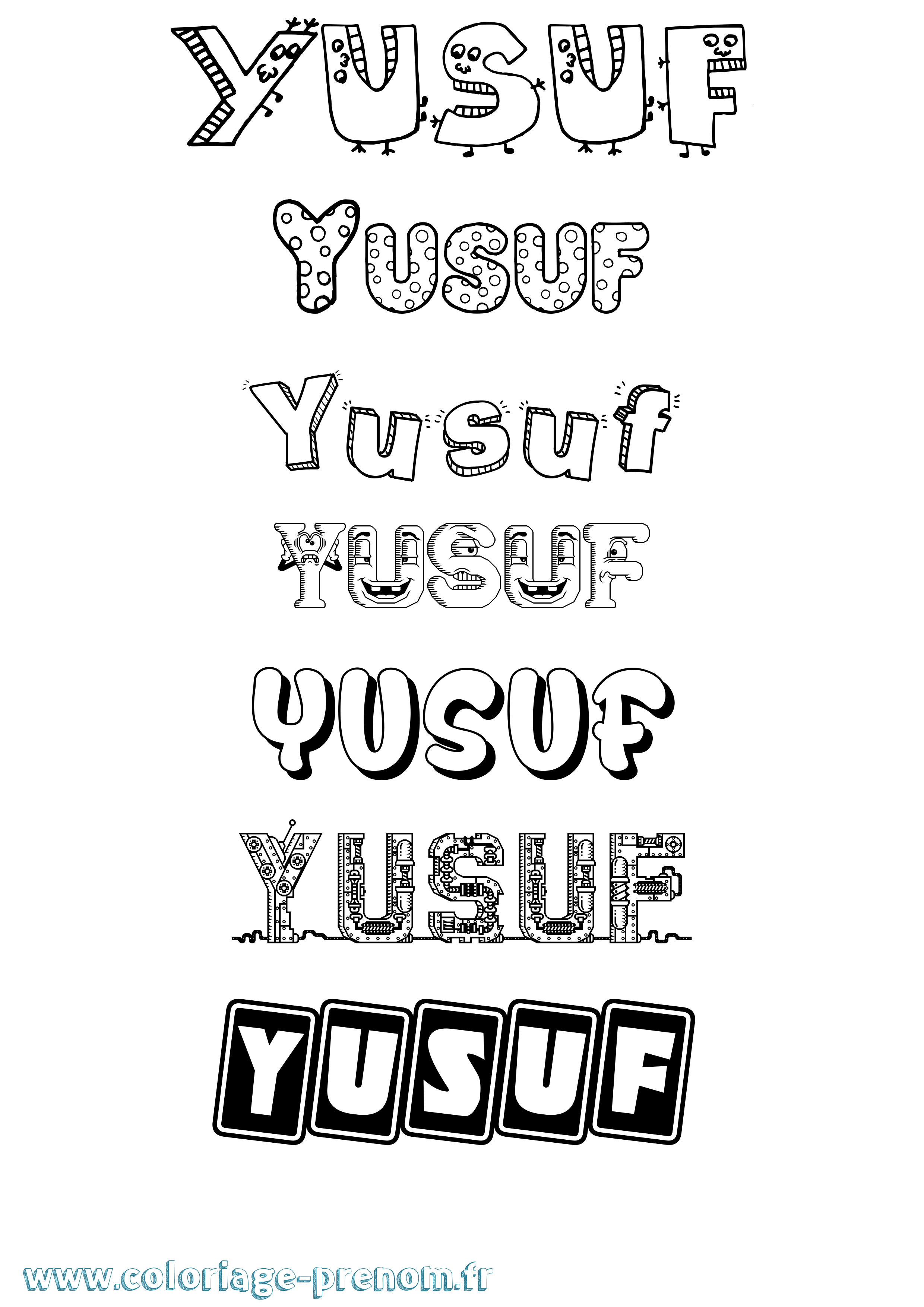 Coloriage prénom Yusuf Fun