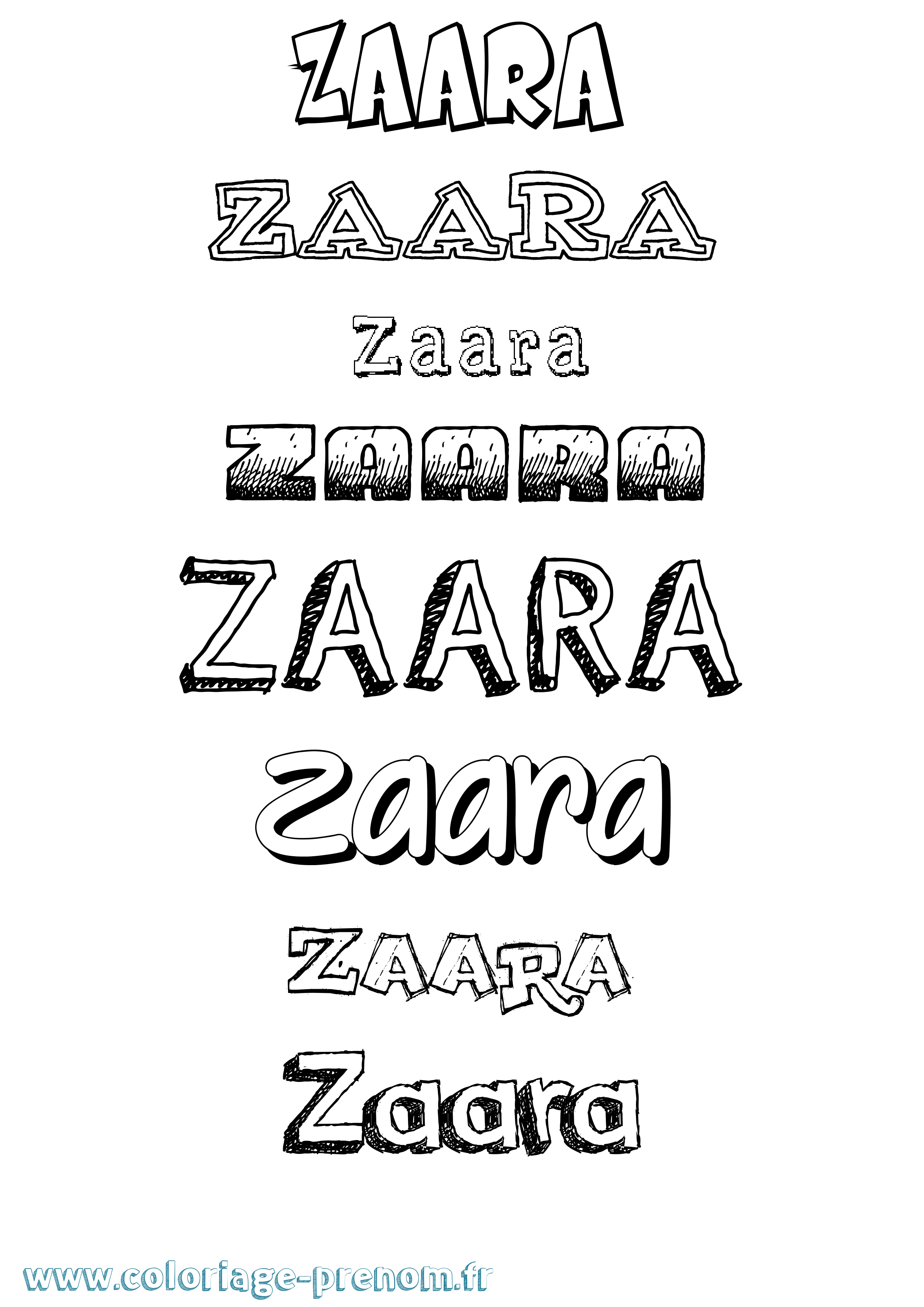 Coloriage prénom Zaara Dessiné