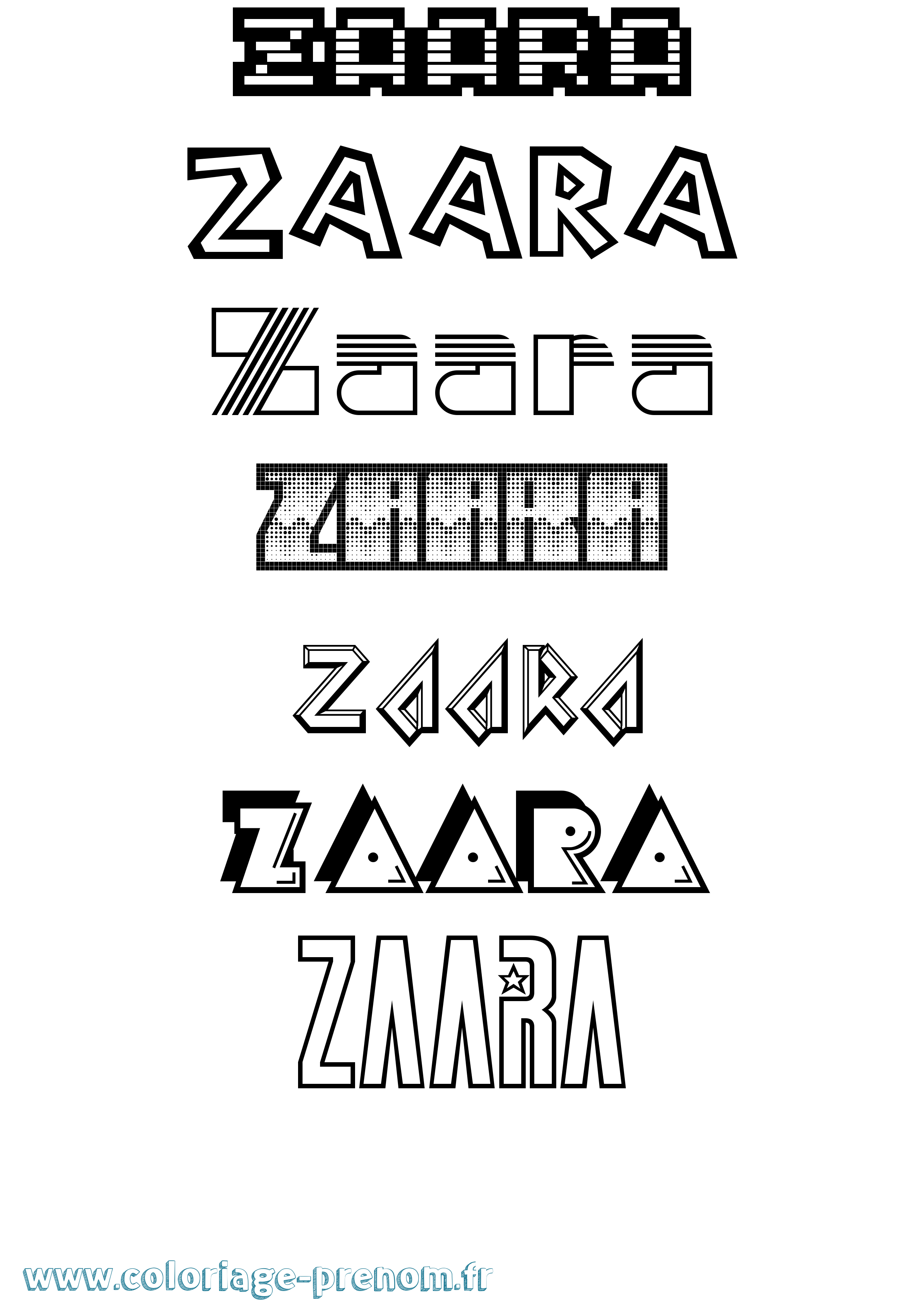 Coloriage prénom Zaara Jeux Vidéos