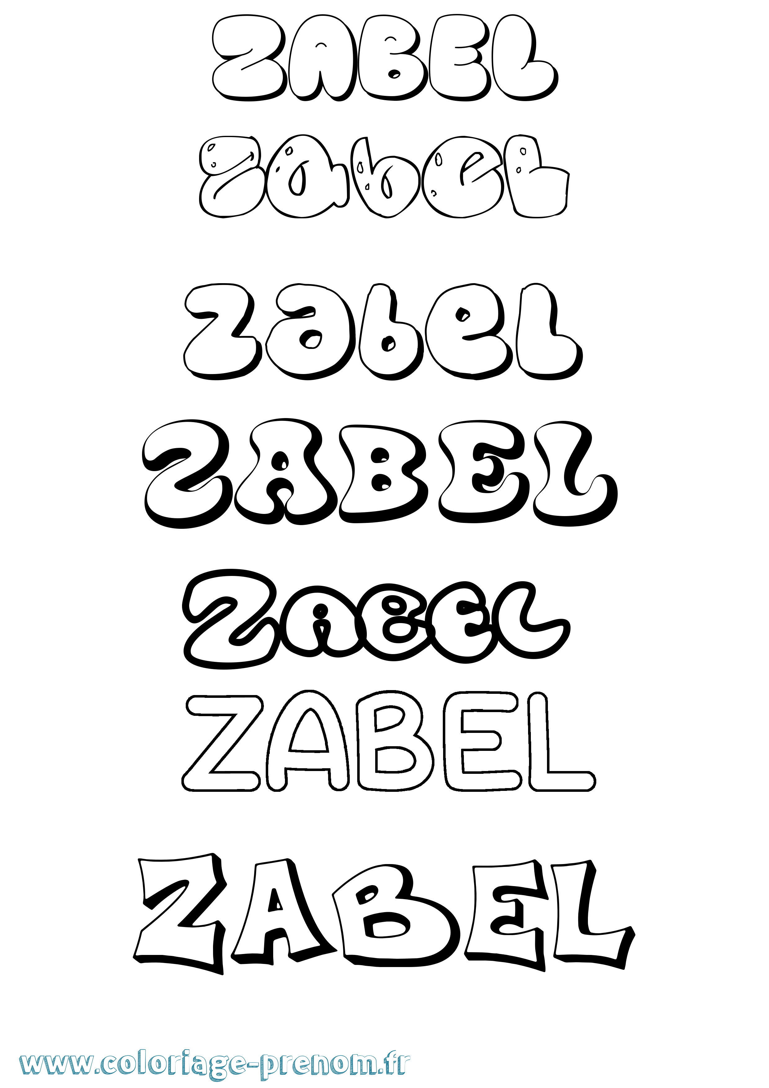 Coloriage prénom Zabel Bubble