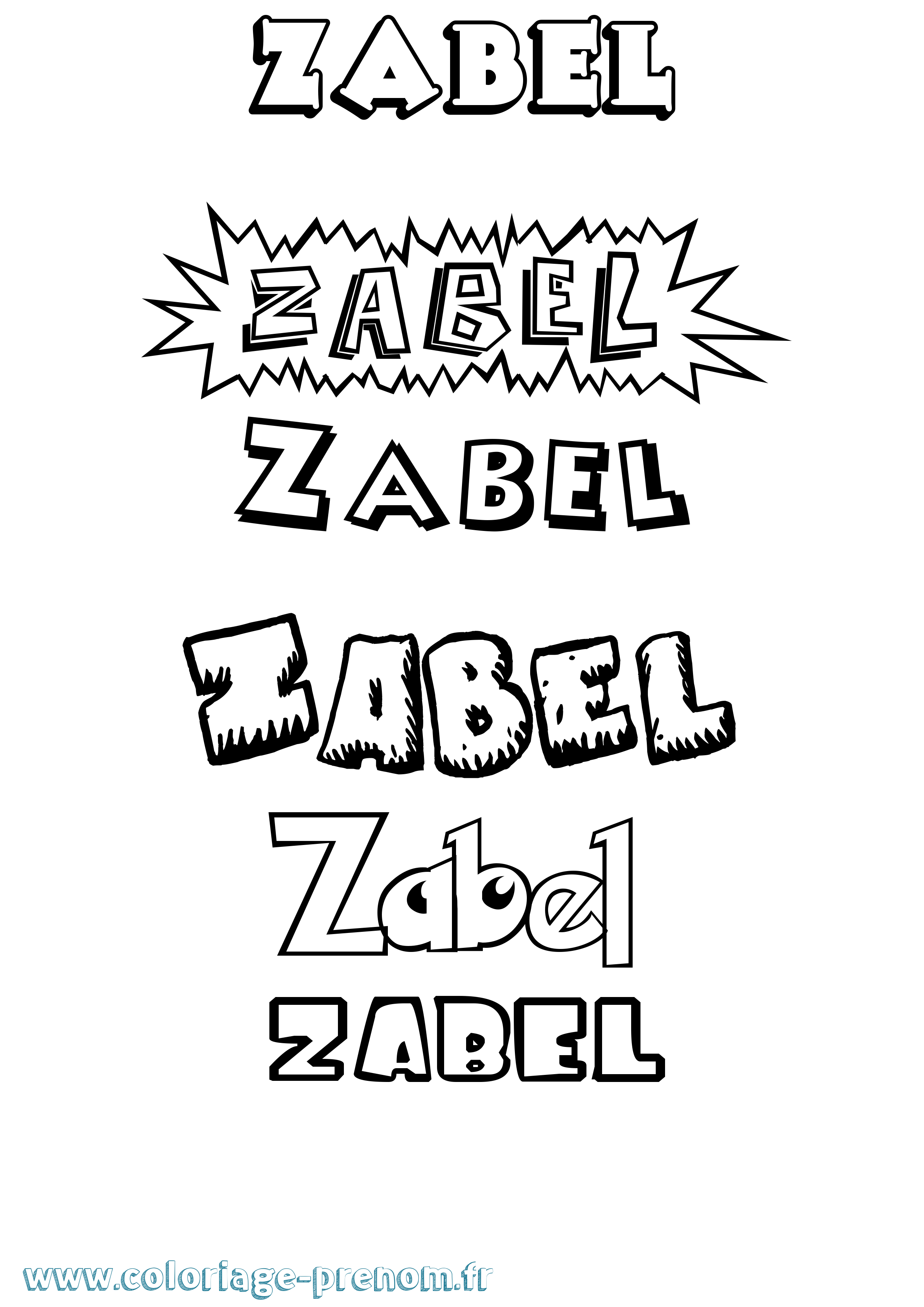 Coloriage prénom Zabel Dessin Animé