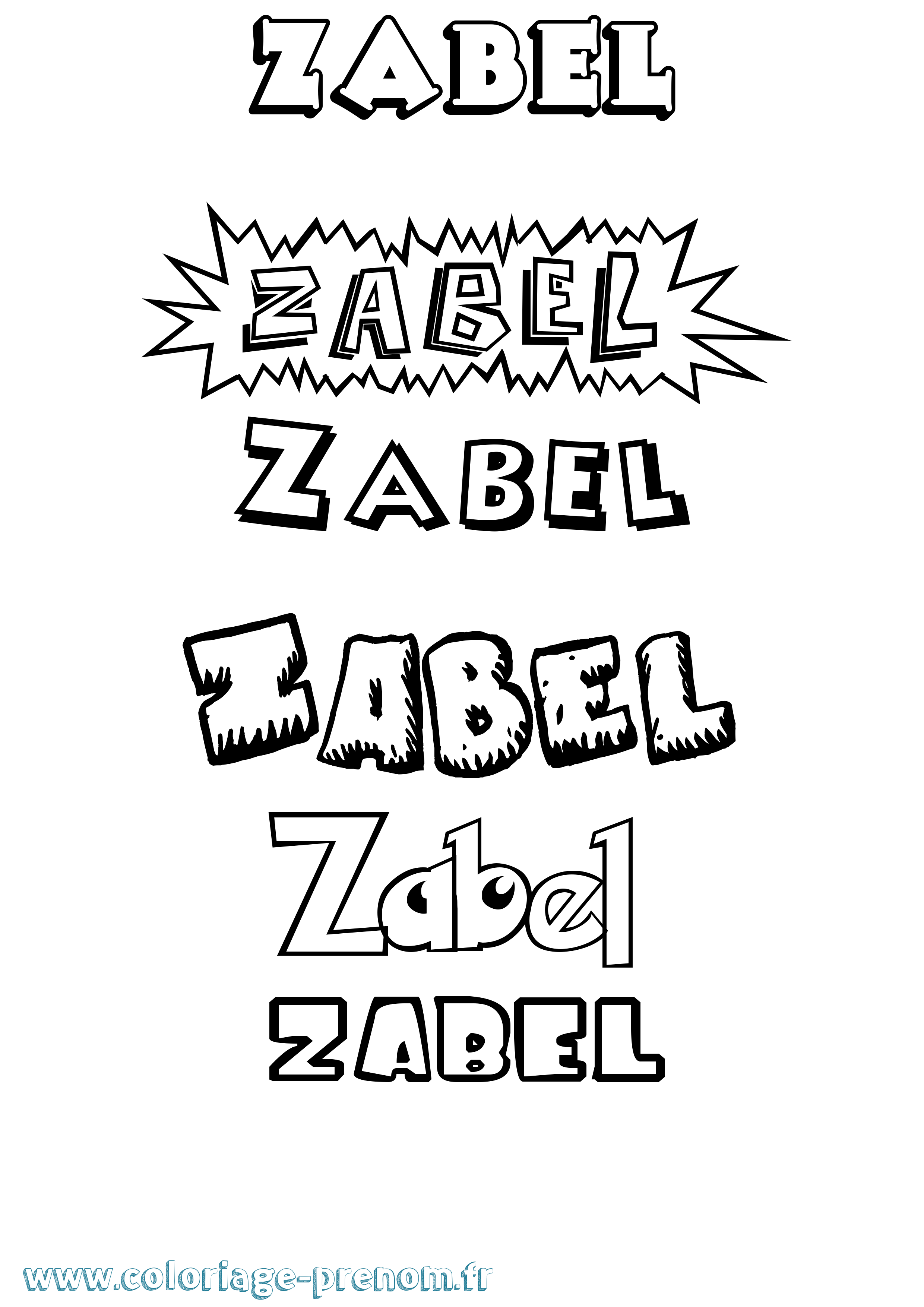Coloriage Zabel Dessin Animé Coloriage prénom Zabel Dessin Animé