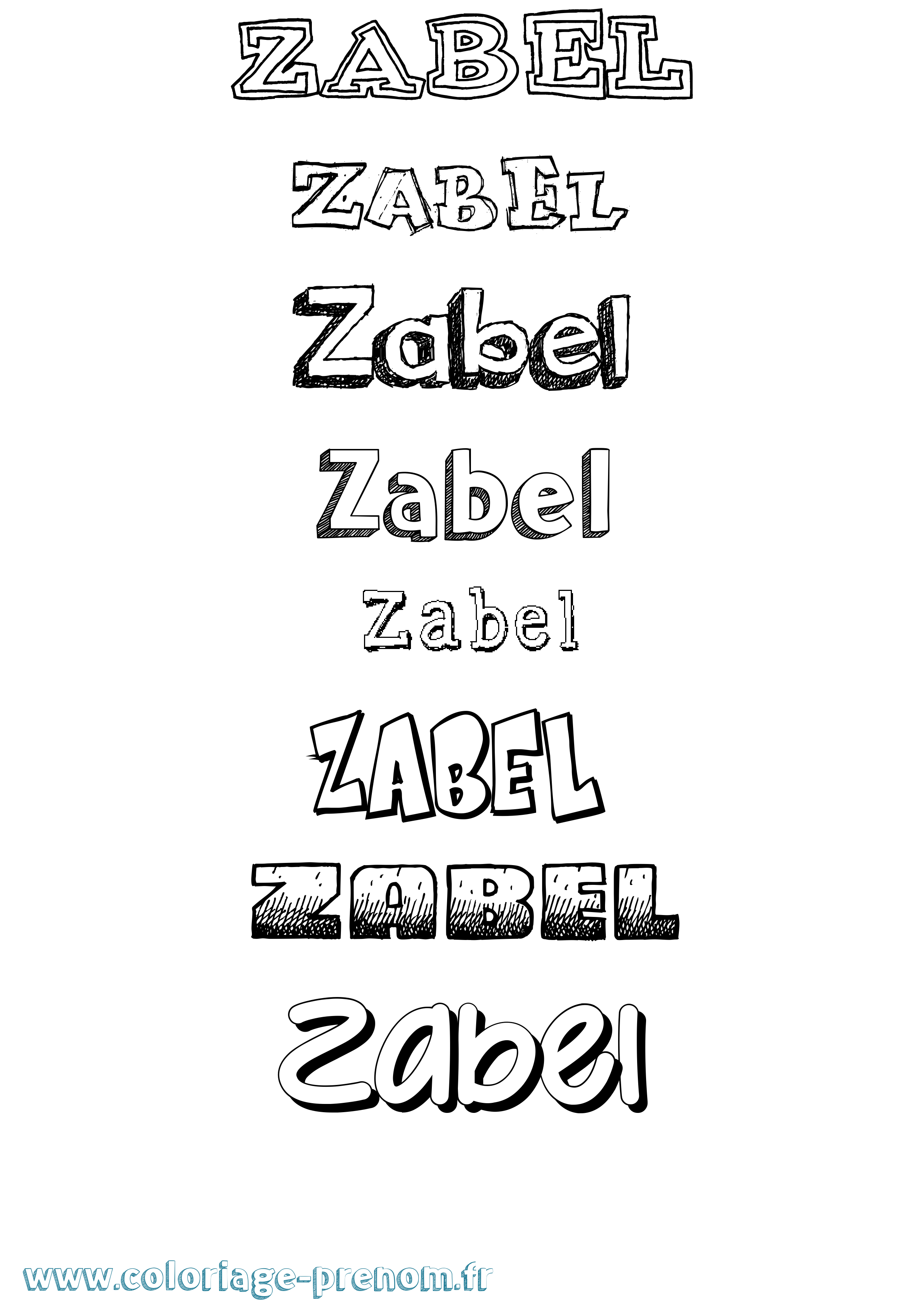 Coloriage prénom Zabel Dessiné