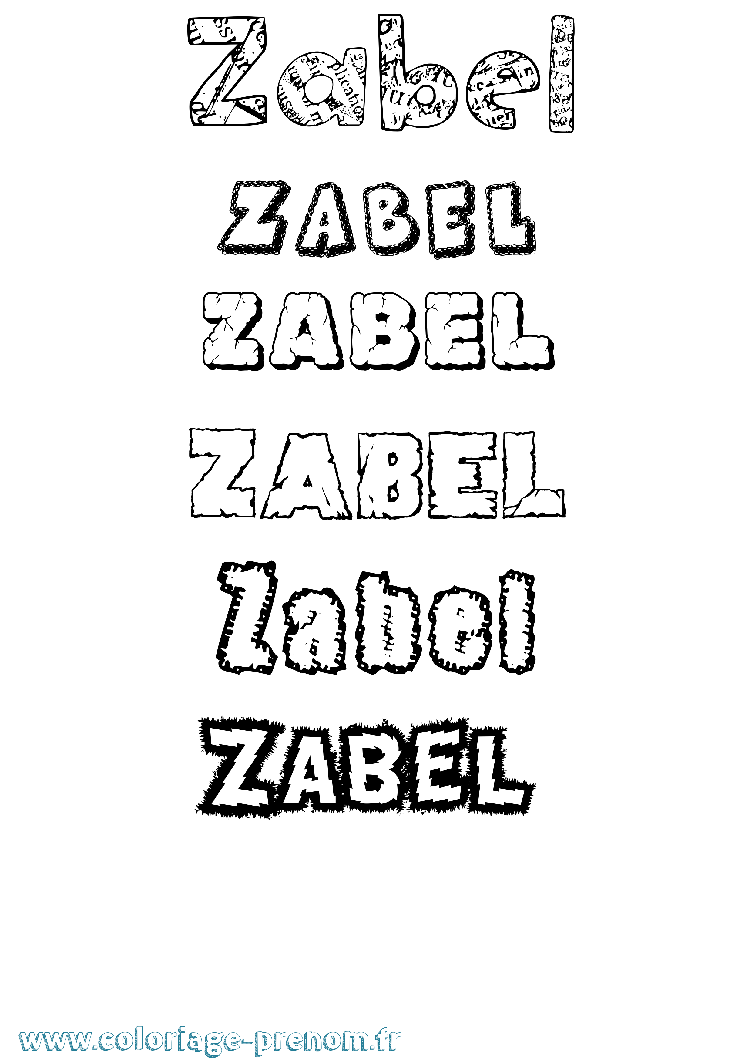 Coloriage prénom Zabel Destructuré
