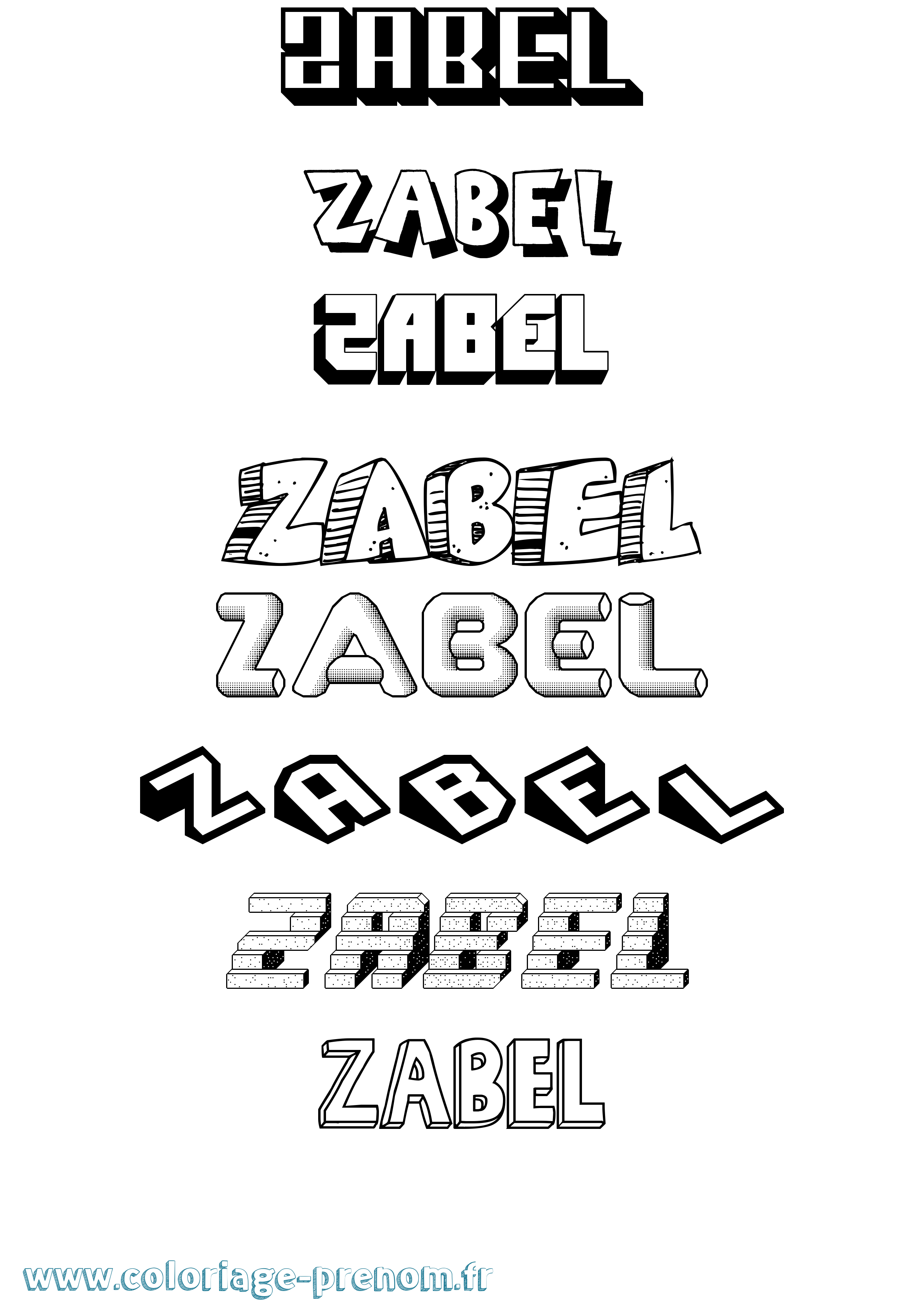 Coloriage prénom Zabel Effet 3D