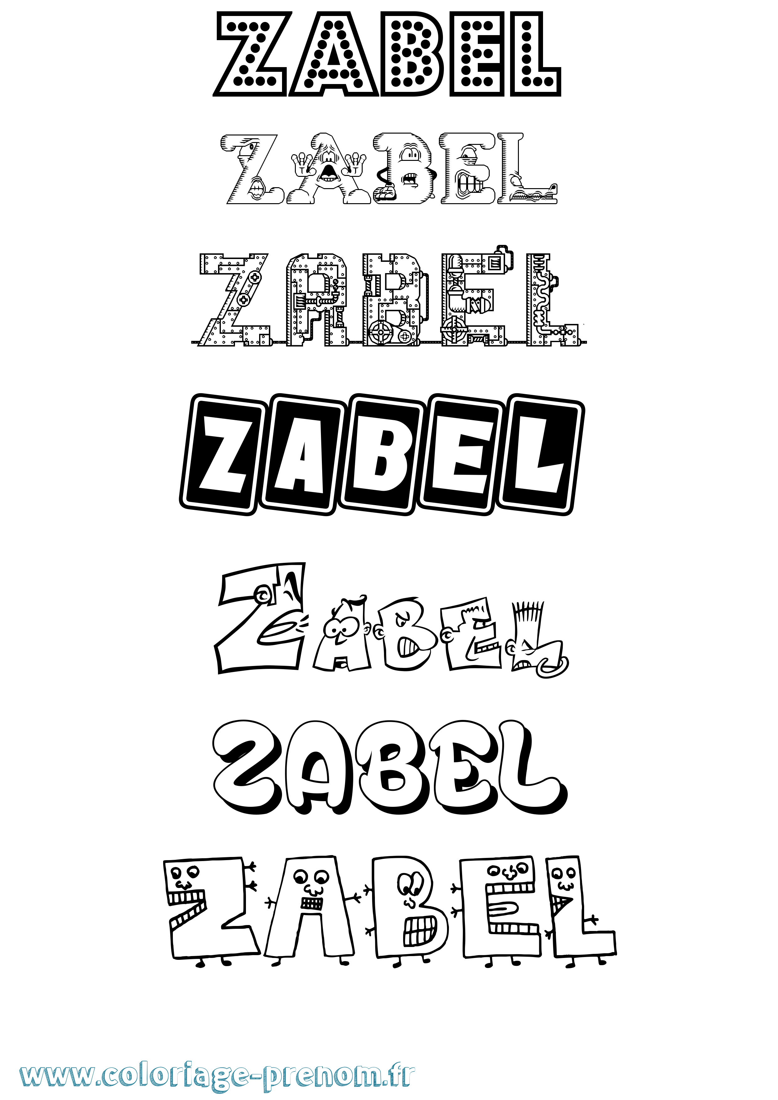 Coloriage Zabel Fun Coloriage prénom Zabel Fun