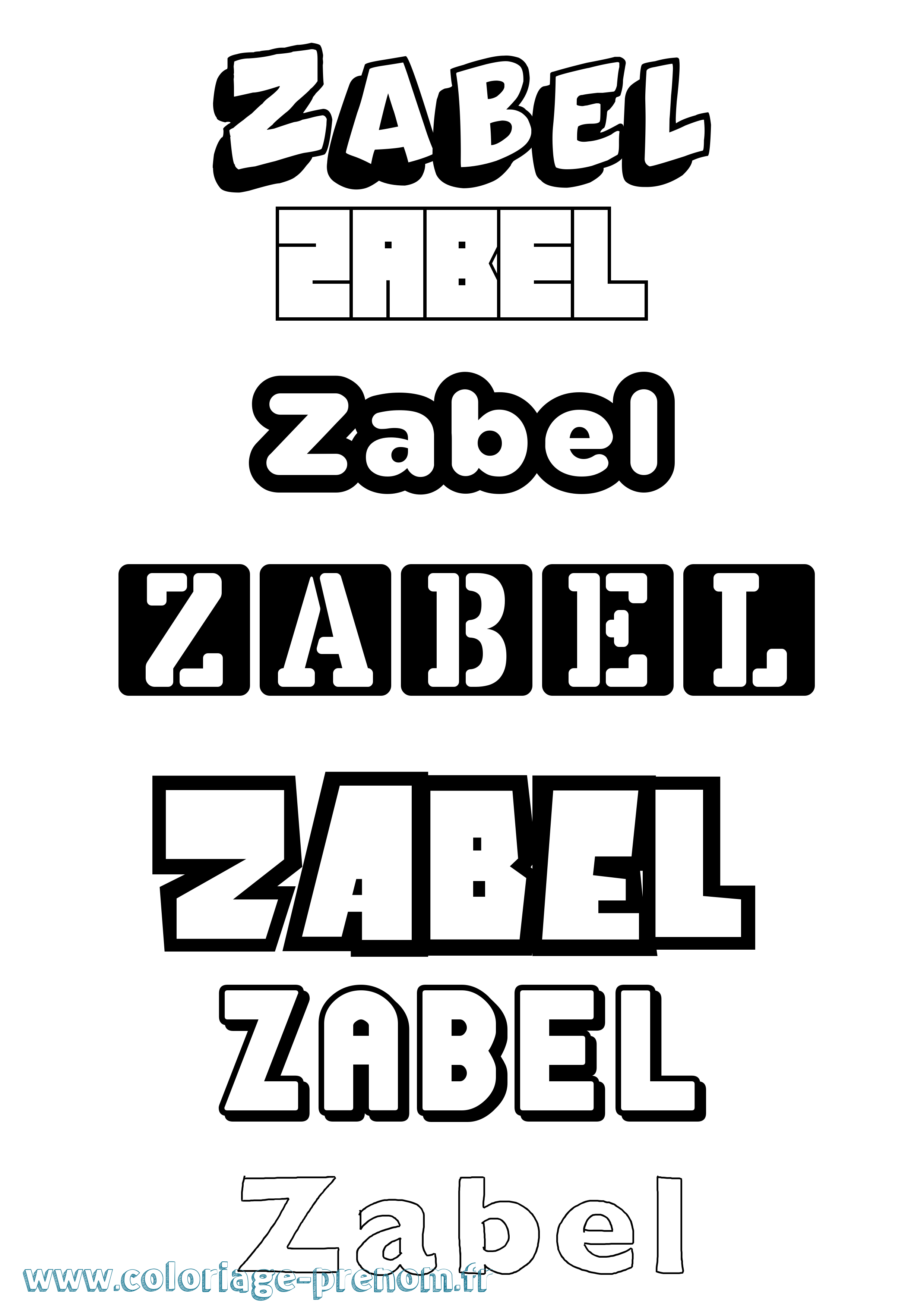 Coloriage prénom Zabel Simple