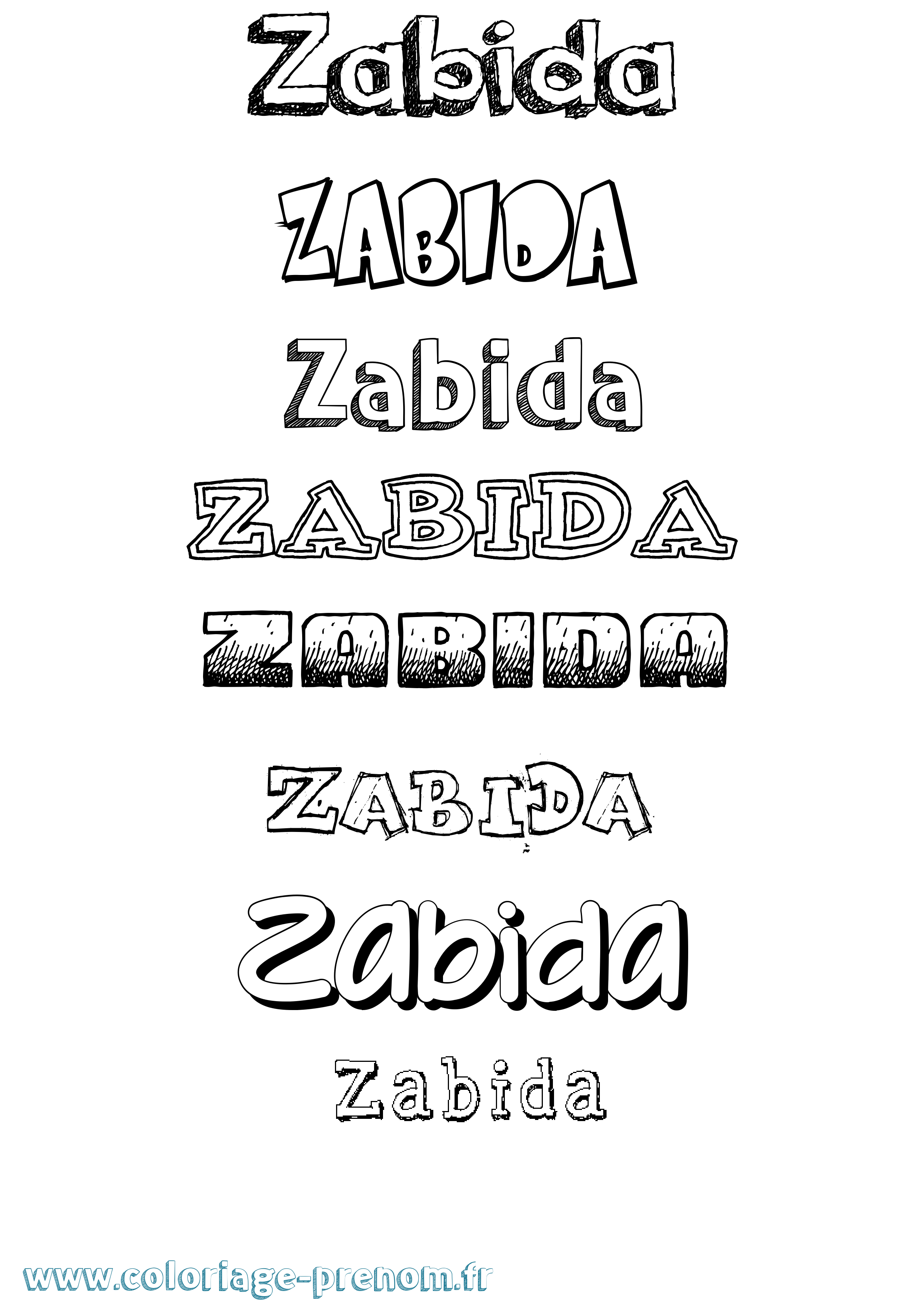 Coloriage prénom Zabida Dessiné