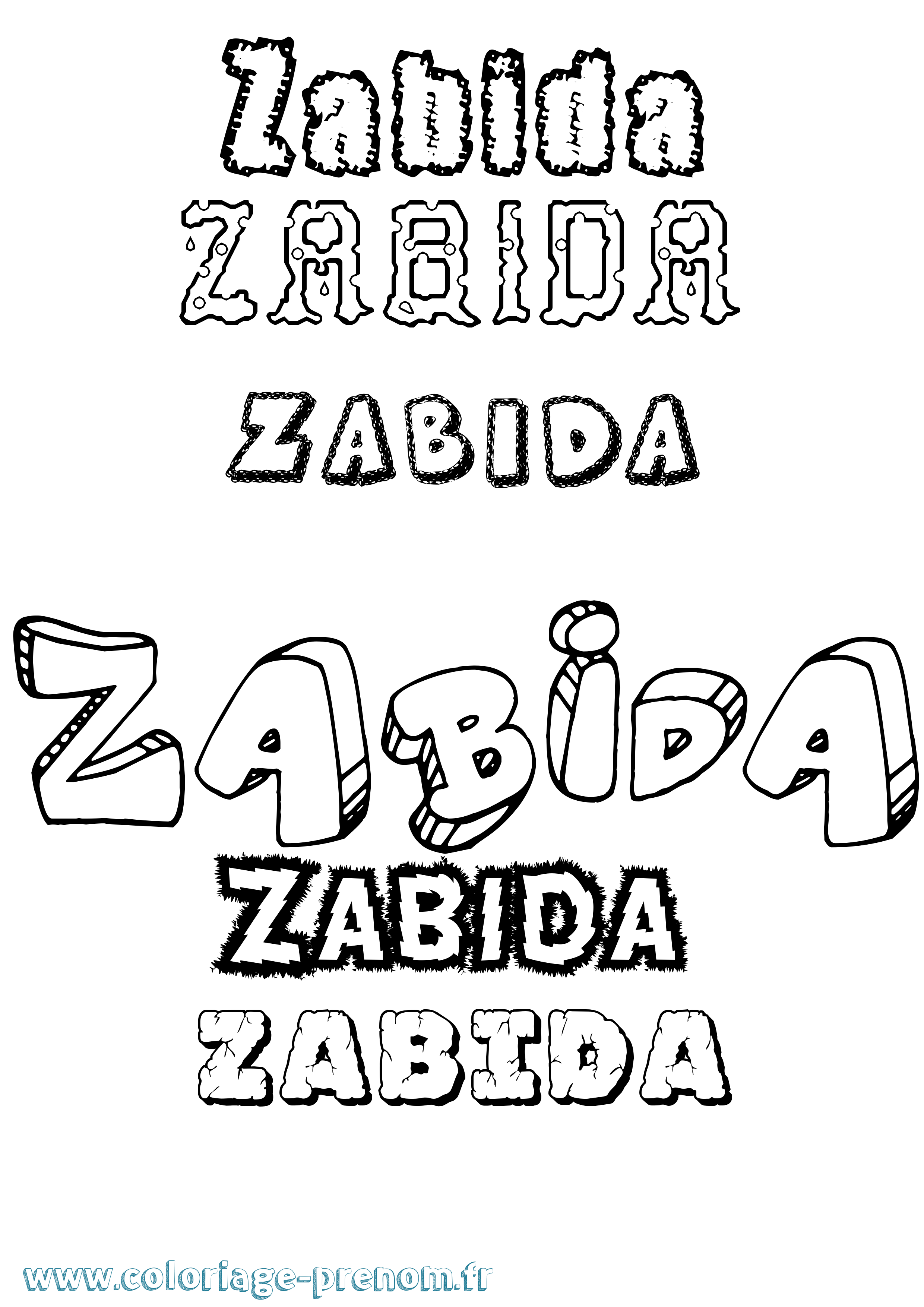 Coloriage prénom Zabida Destructuré