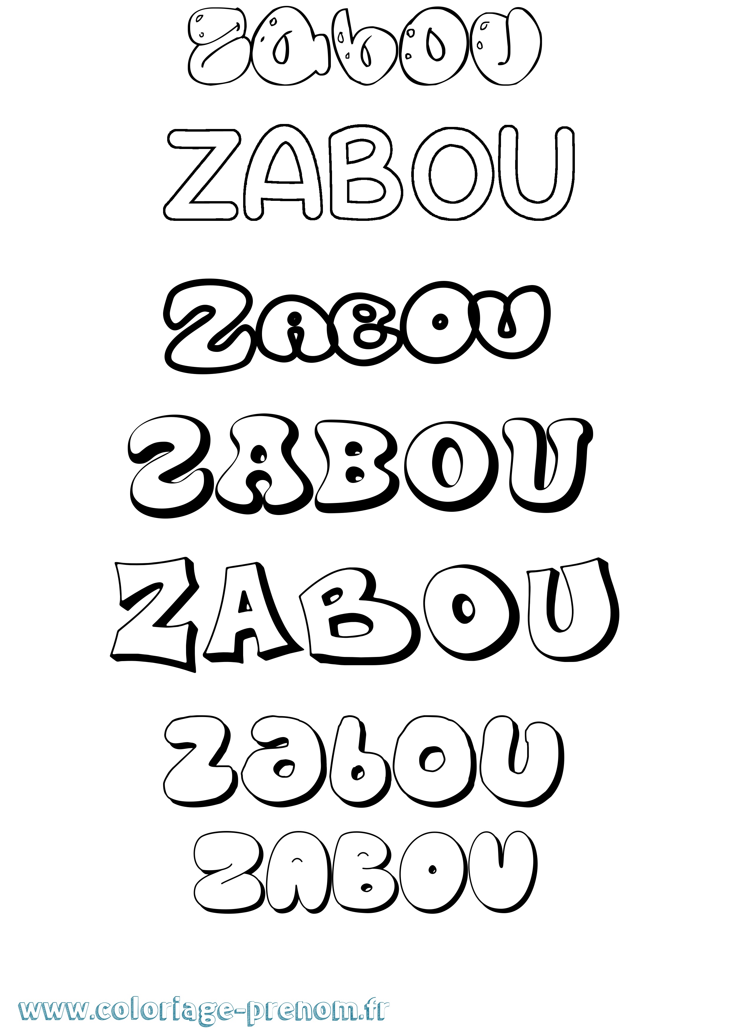 Coloriage Zabou Bubble Coloriage prénom Zabou Bubble